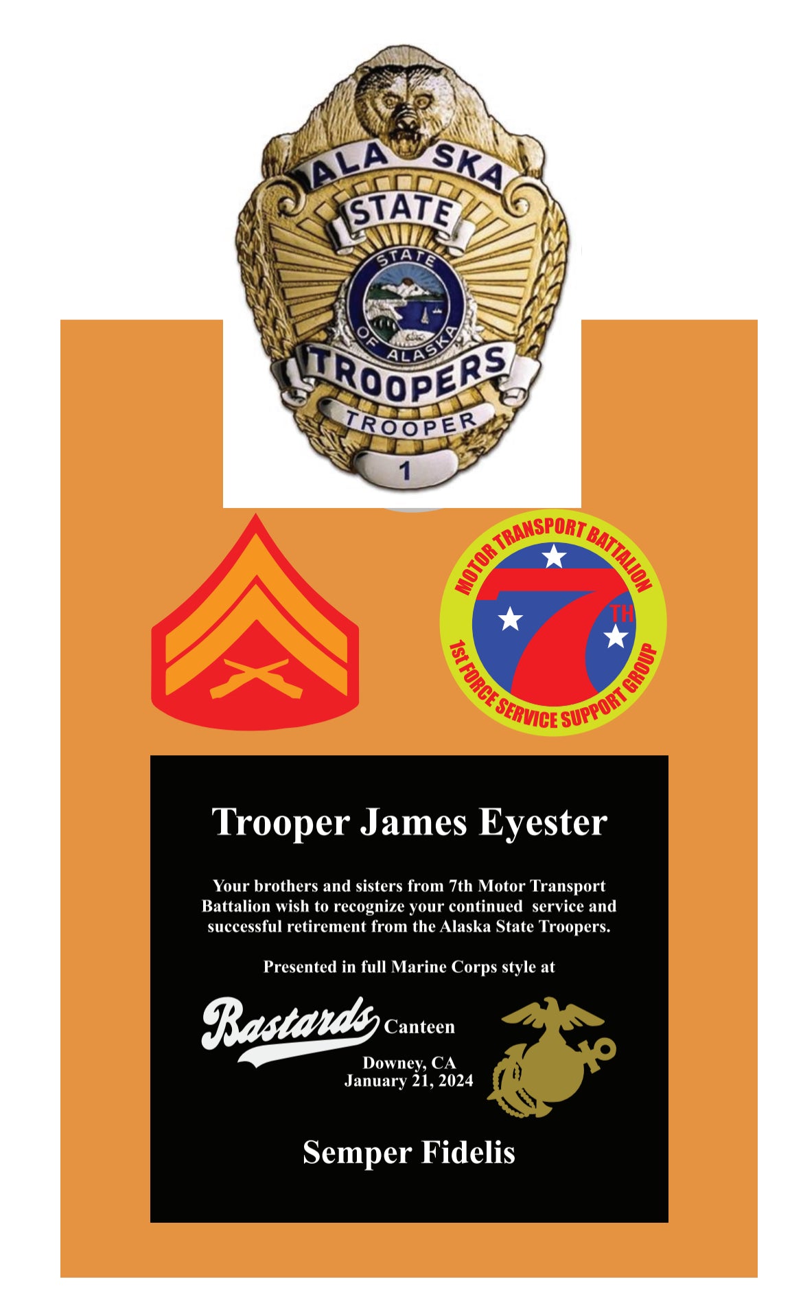 Custom Marine Corps Plaques, Military Retirement Plaques, Custom Military Plaques, USMC License 286-23