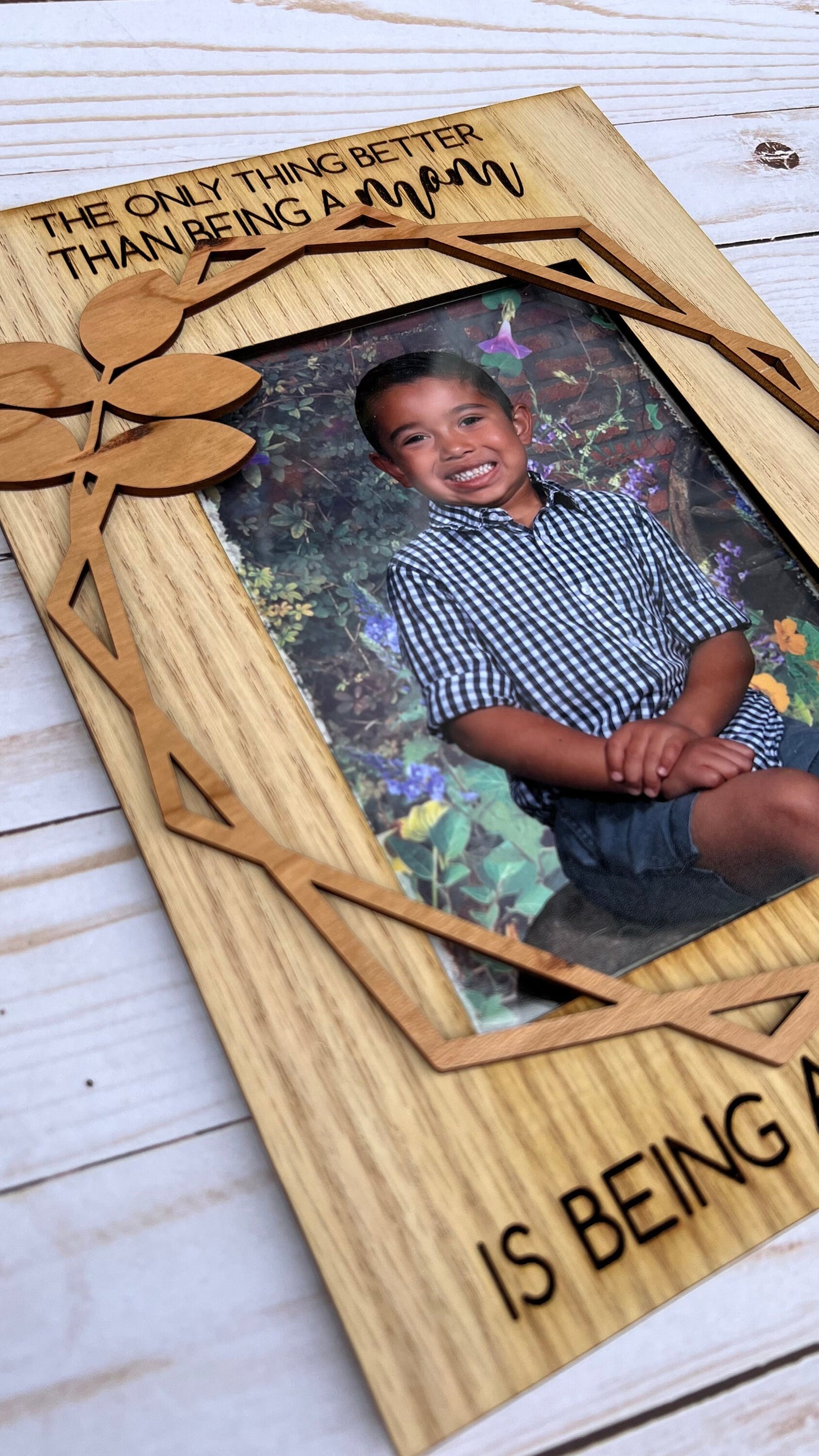 Custom Engraved Wooden Photo Frame: Grandma Gift from Grandkids