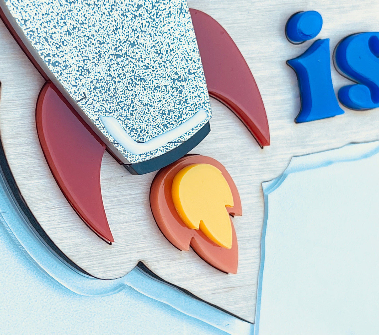 Spaceship cake topper, Rocket cake topper, Wooden cake topper, Personalized cake topper, Layered cake topper acrylic, Birthday cake topper