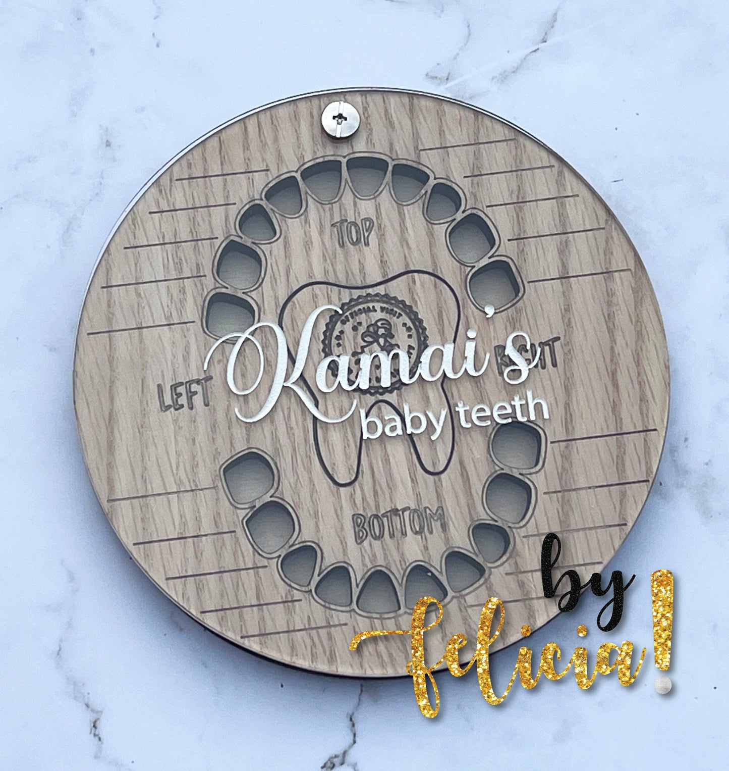 Personalized Wooden Tooth Fairy Box: Red Oak Baby Teeth Keepsake