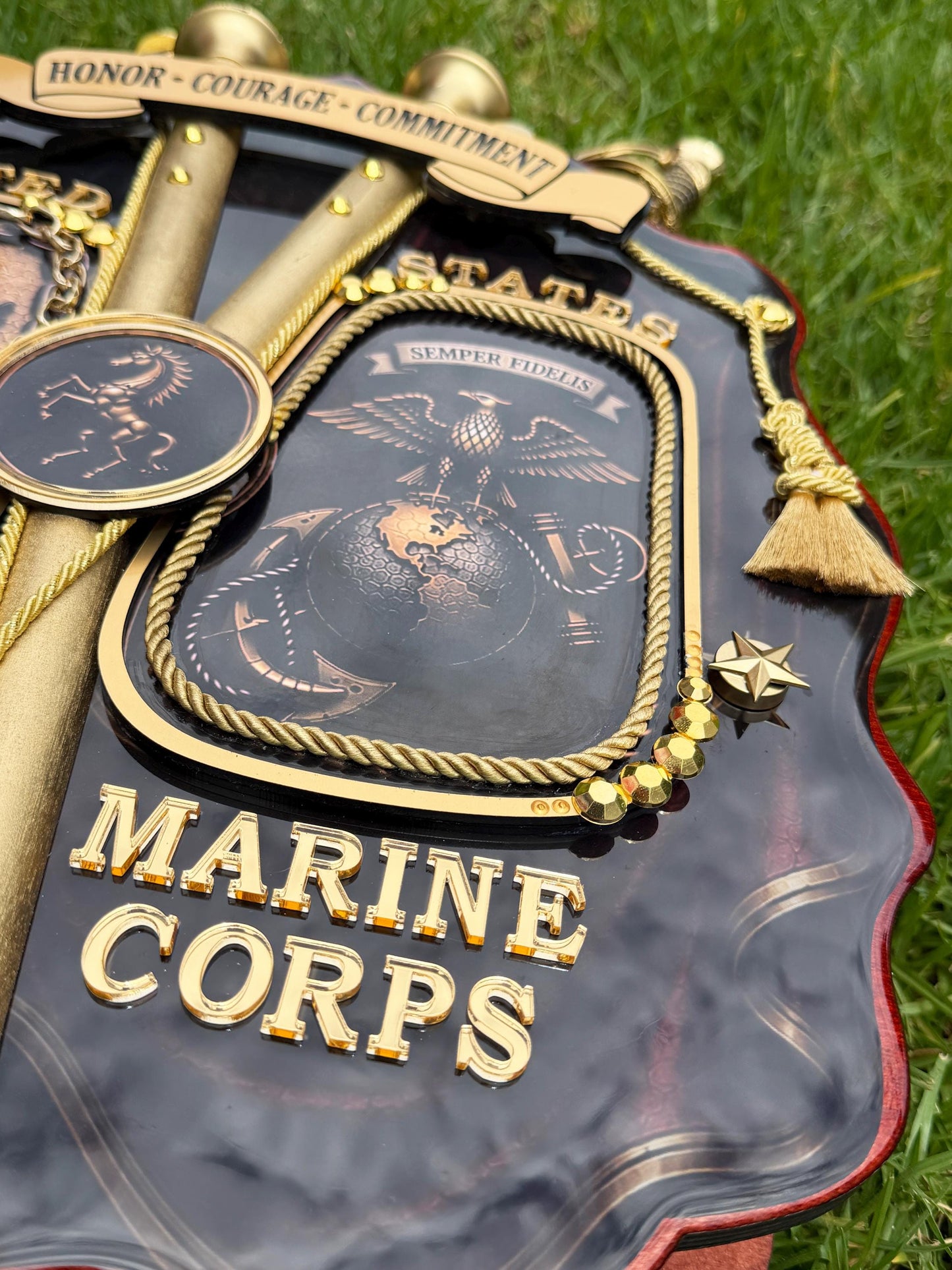 Marine corps plaques, Military sword holder, Marines sword display, USMC plaque, Marines sword case, Marine retired, USMC License #286-23