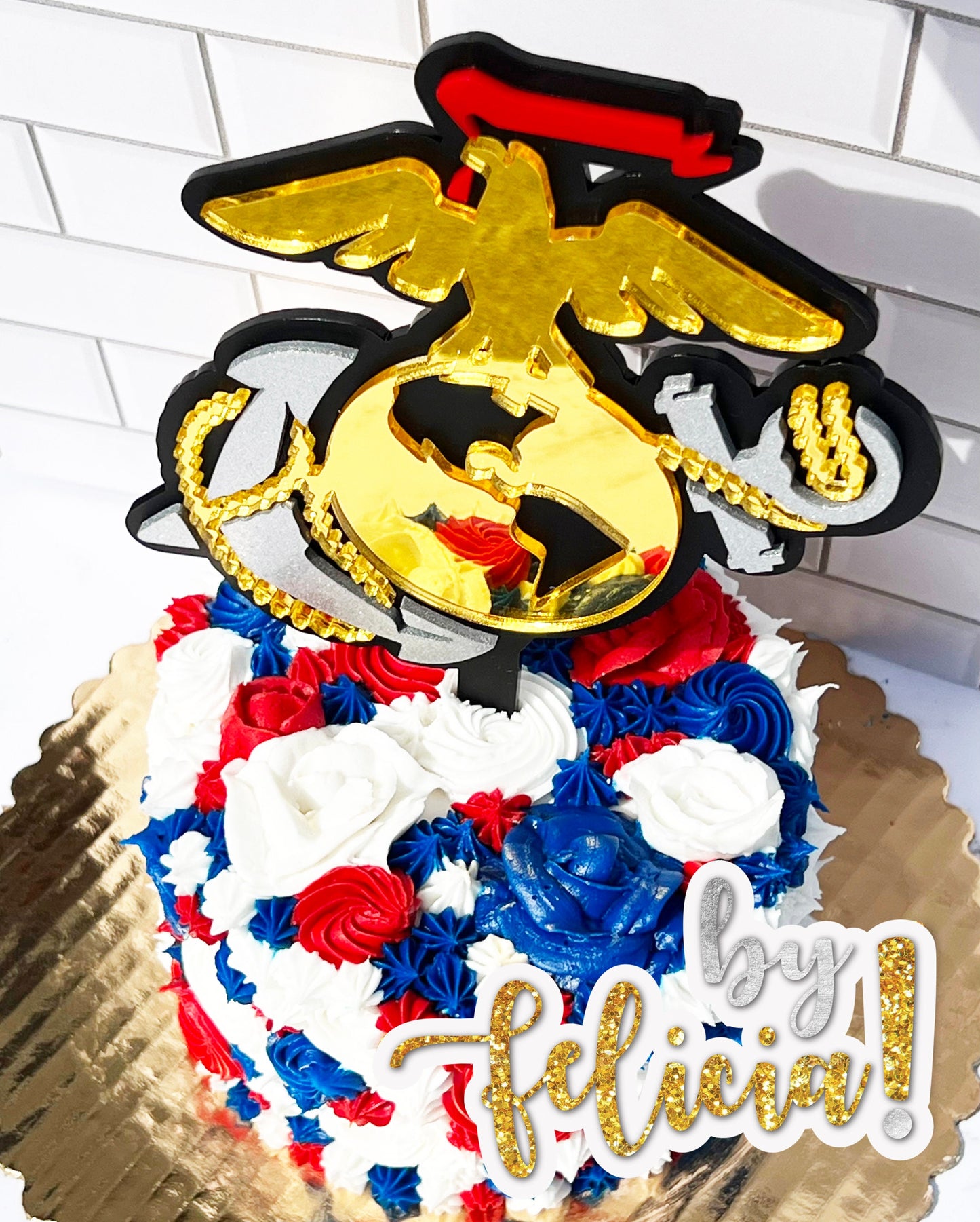 Marine Corps Cake Topper: Acrylic USMC Party Decoration