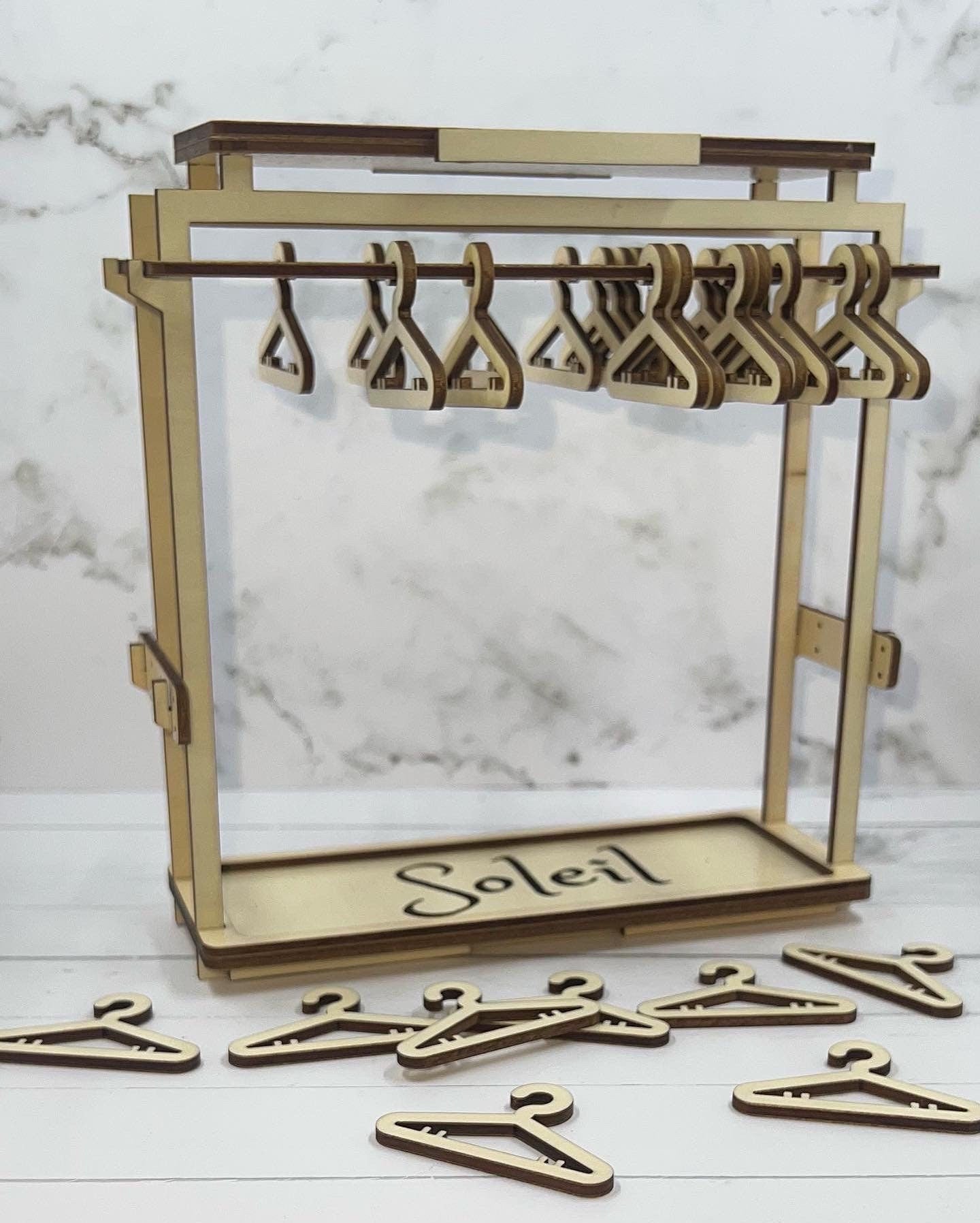 Personalized Earring Coat Hanger Rack: Red Oak or Acrylic, 30 Hangers
