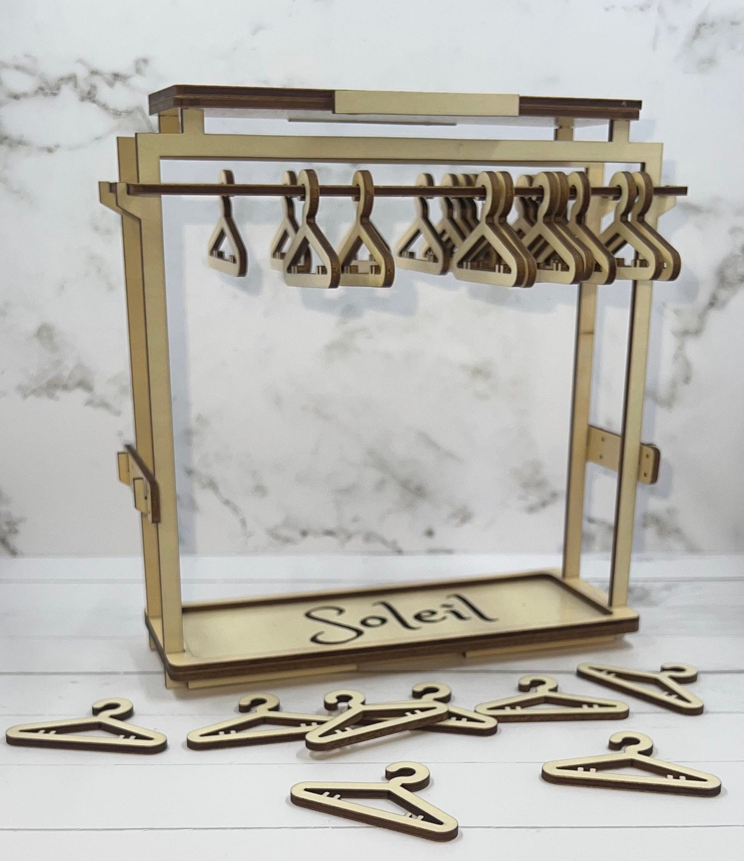 Personalized Earring Coat Hanger Rack: Red Oak or Acrylic, 30 Hangers