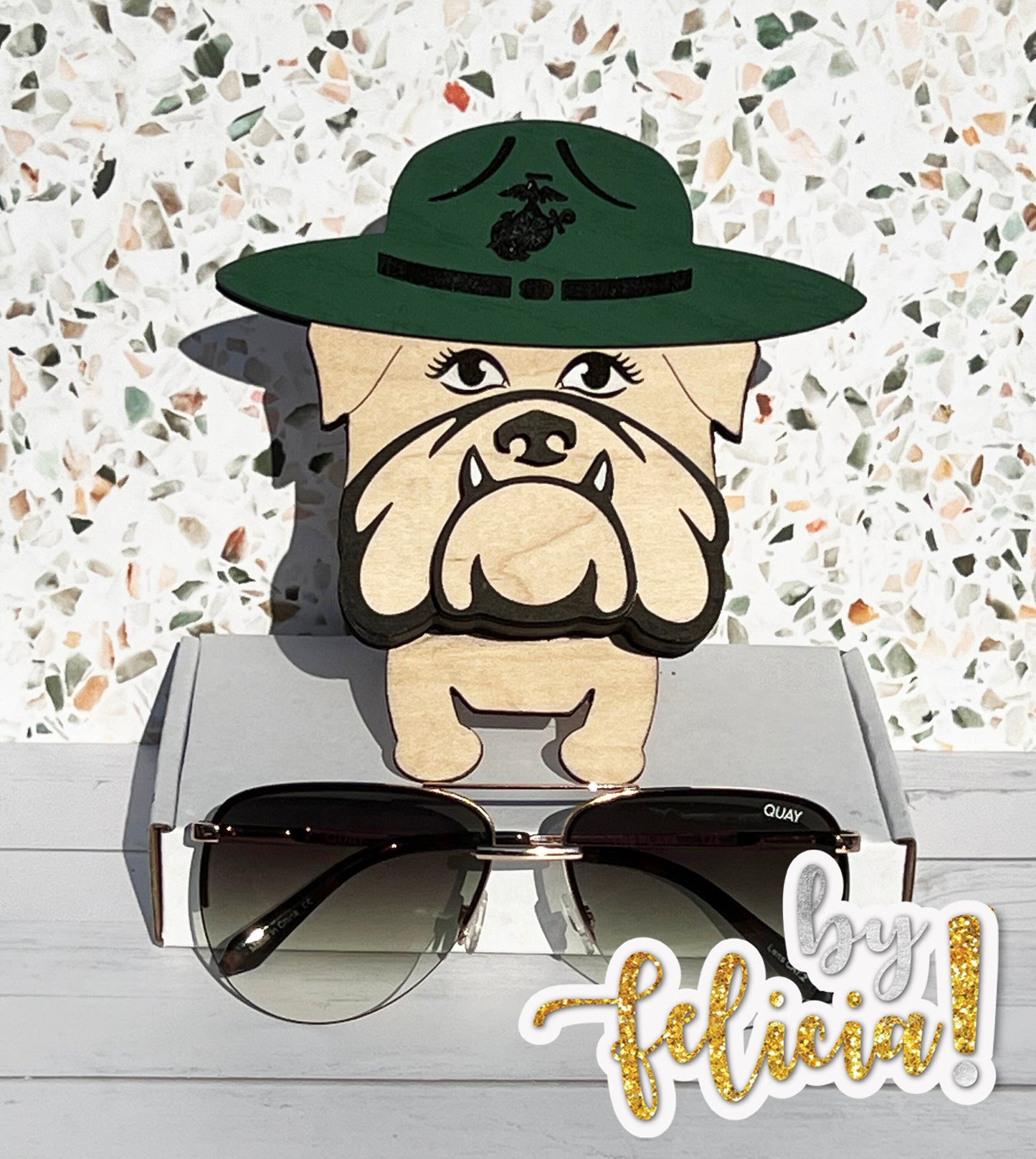 USMC Bulldog Eyeglass Holder: Marine Retirement Gift USMC License #21175