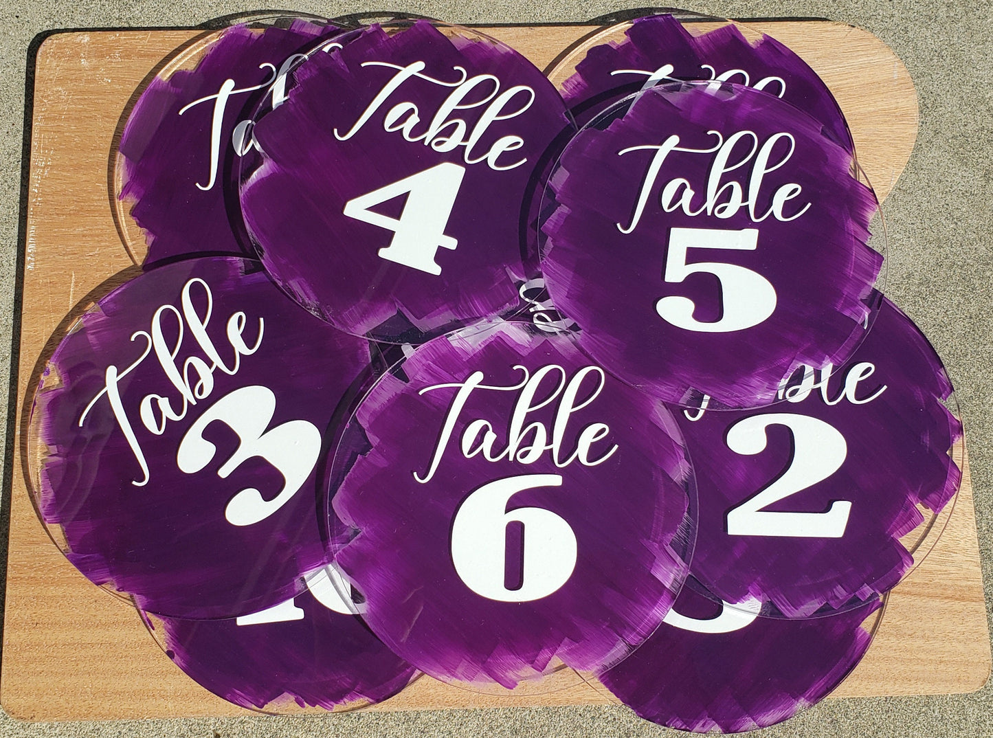 Acrylic Wedding Table Numbers: Painted Back, Vinyl Numbers