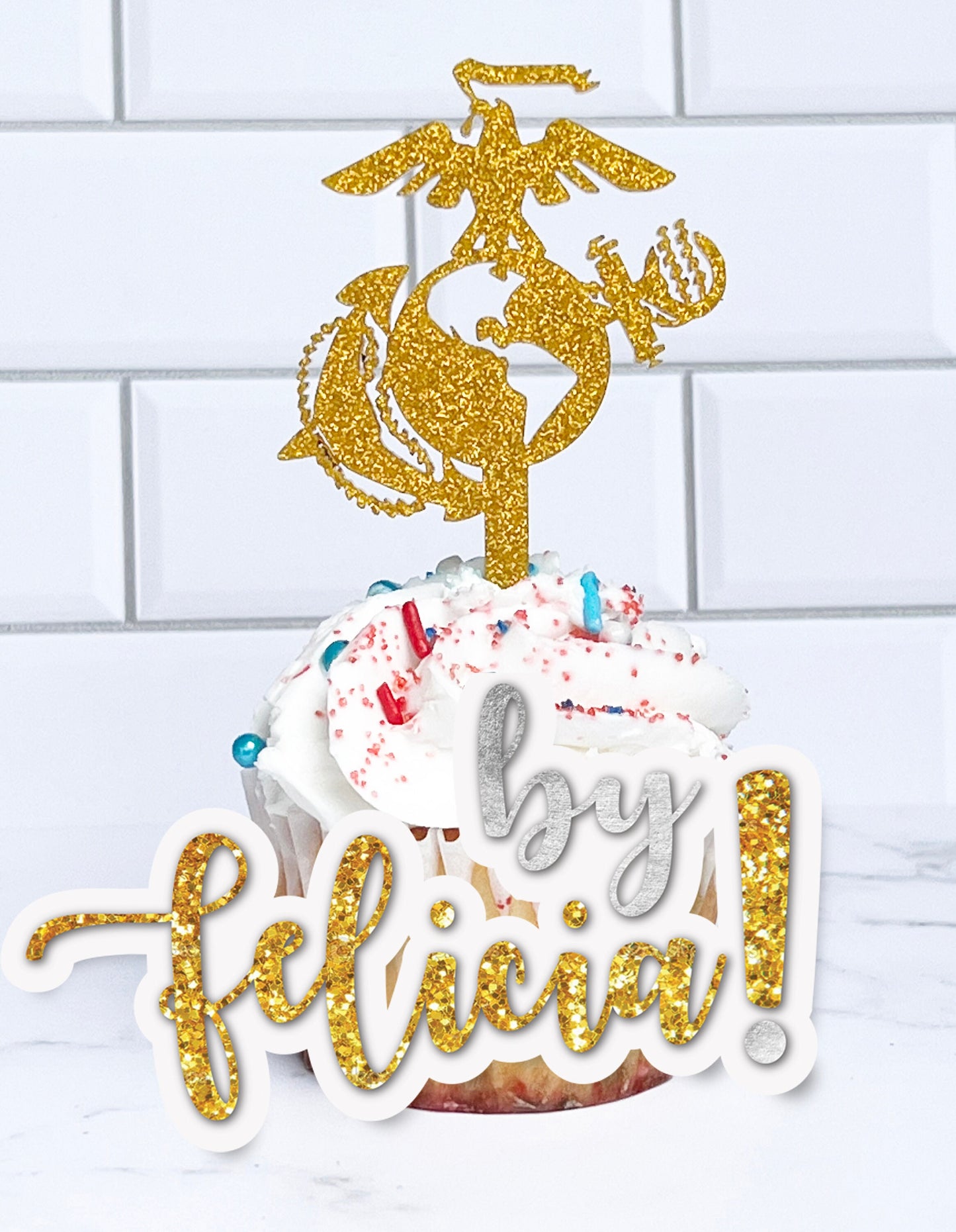 USMC Cupcake Toppers: Acrylic Marine Corps Party Decor