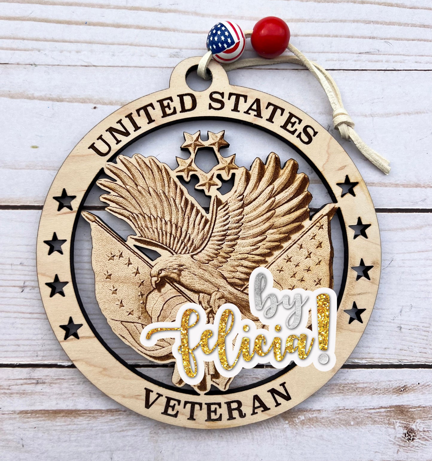 Laser Engraved United States Veteran Ornament: Patriotic Christmas Decor