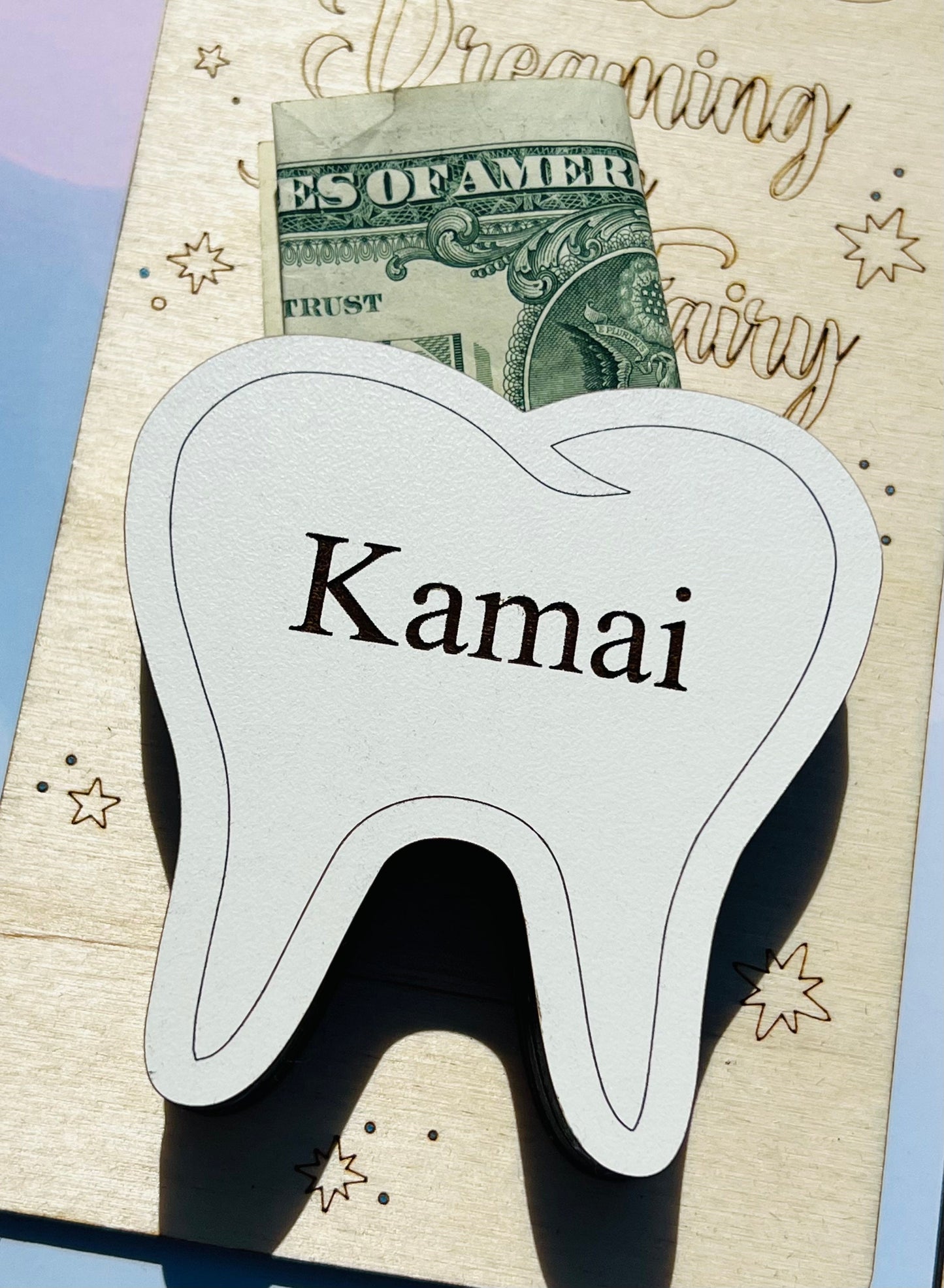 Personalized Tooth Fairy Door Hanger with Money Holder
