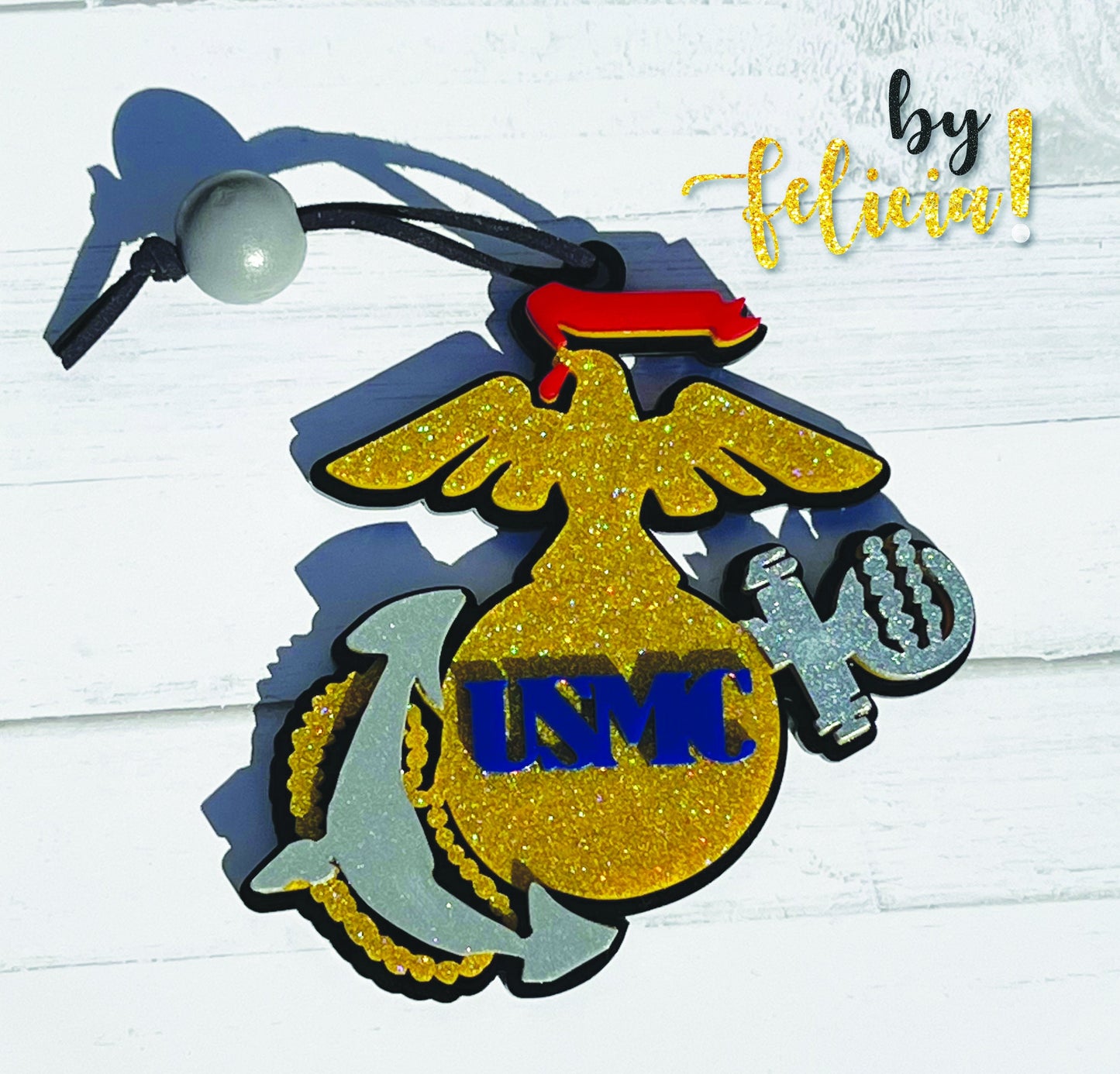 Military Christmas Ornament: Laser Cut Wood & Acrylic - USMC, Navy, Army, Air Force, Coast Guard