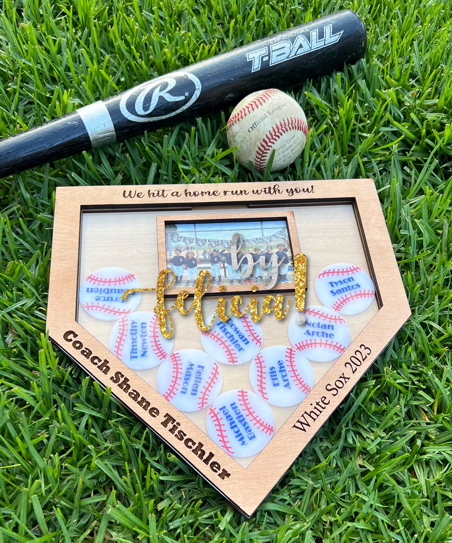 Personalized Baseball Coach Gift: Home Plate Team Photo Frame