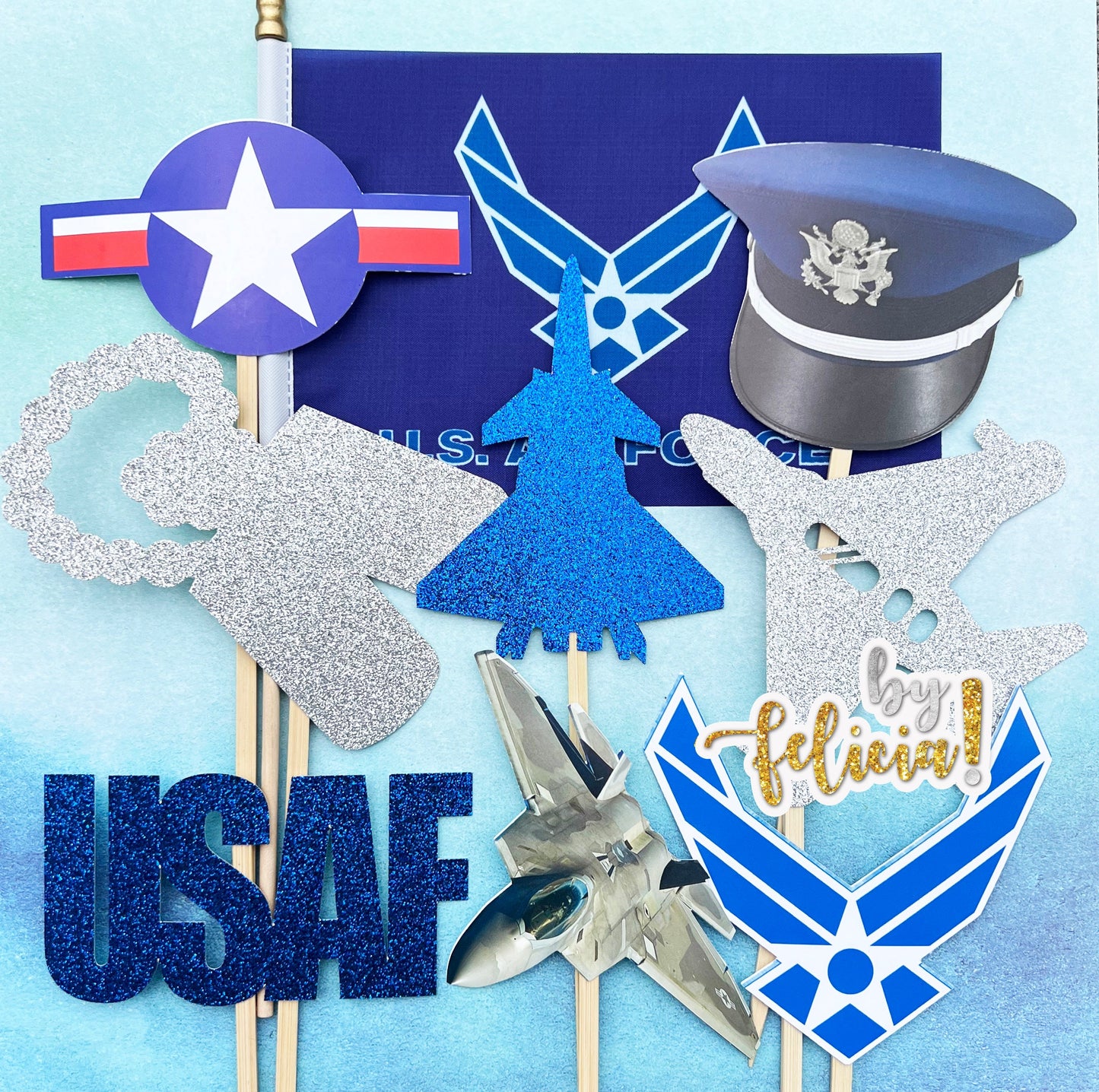 Air Force Party Centerpiece Sticks: Graduation, Boot Camp, Retirement