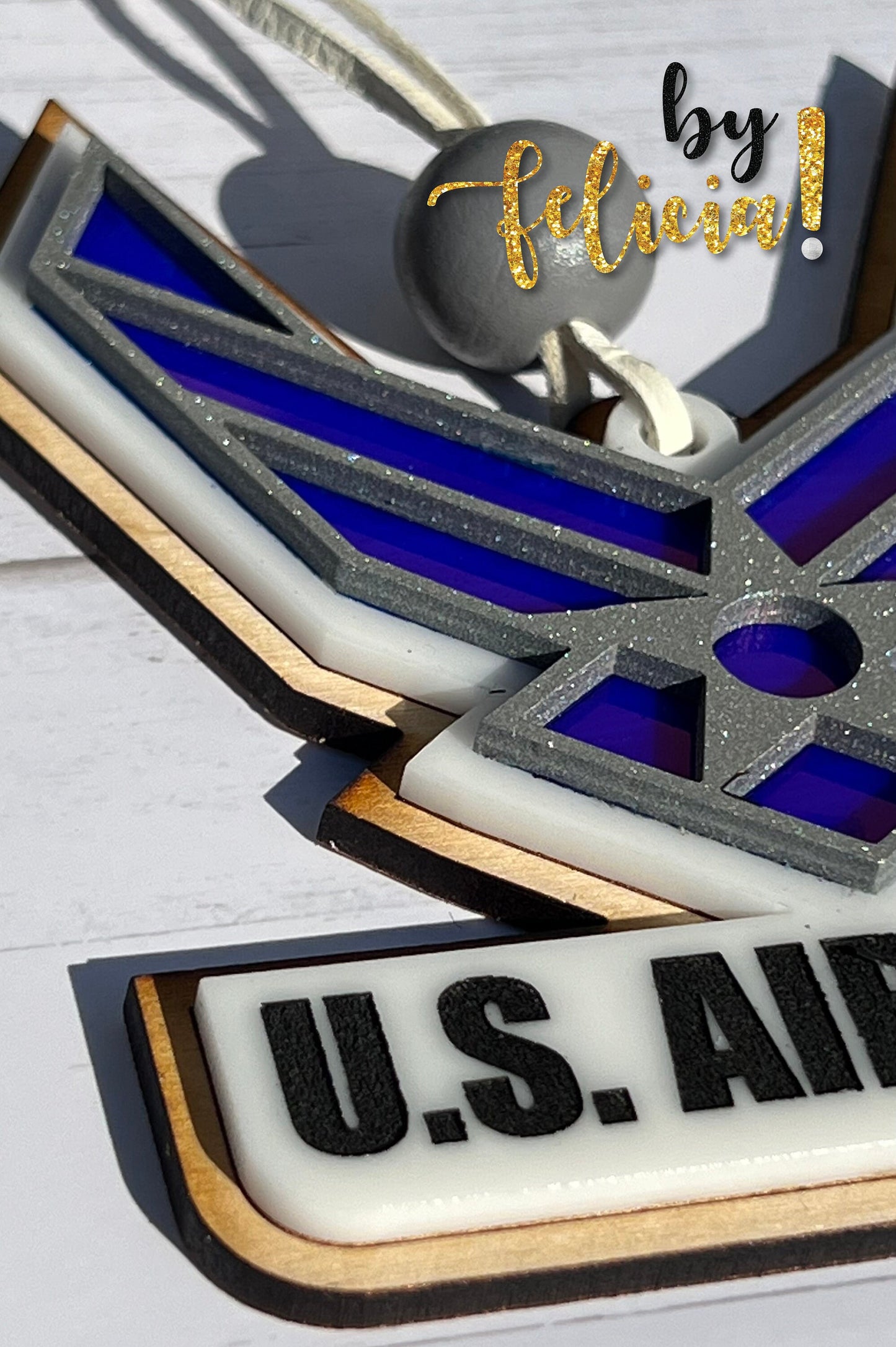 Military Christmas Ornament: Laser Cut Wood & Acrylic - USMC, Navy, Army, Air Force, Coast Guard