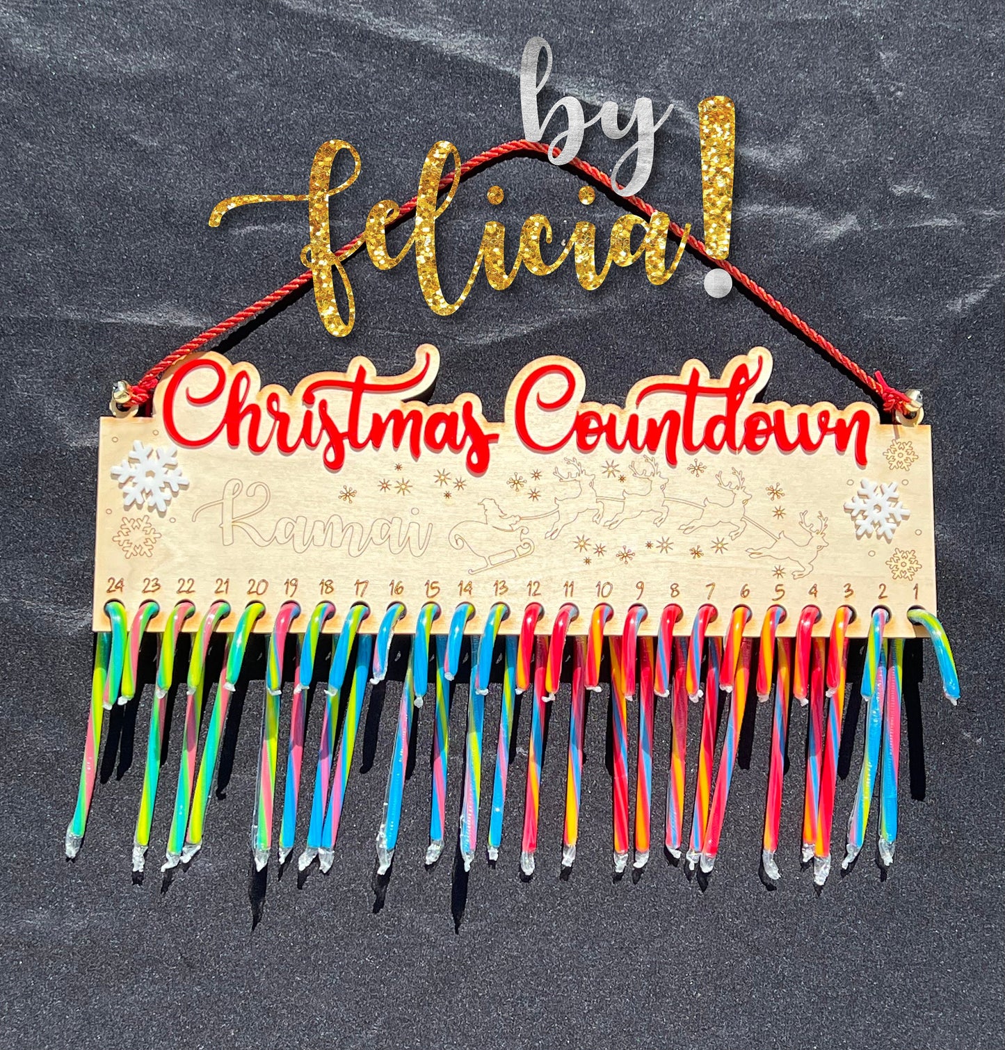 Personalized Candy Cane Christmas Countdown: Laser Engraved Advent Calendar
