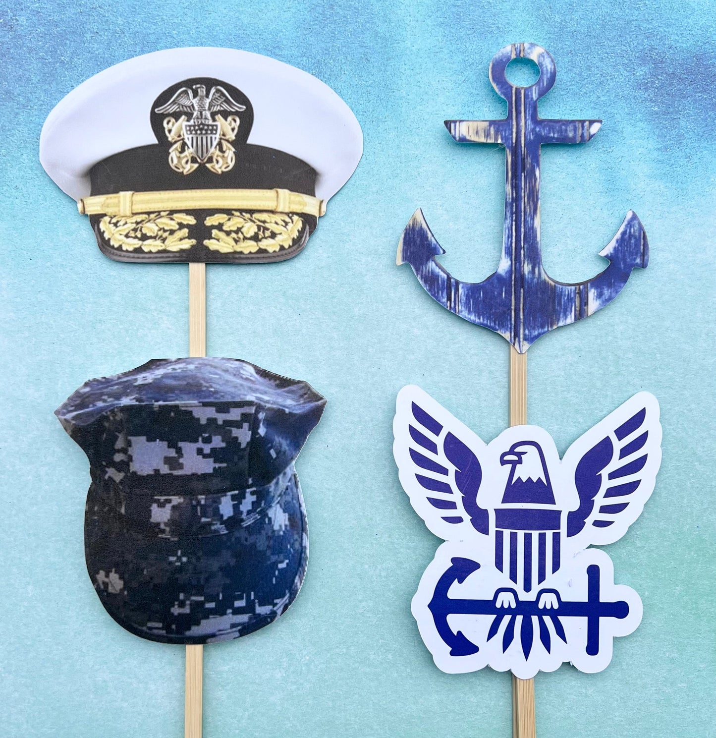 Navy Graduation Centerpiece Sticks: Glittery Party Decorations