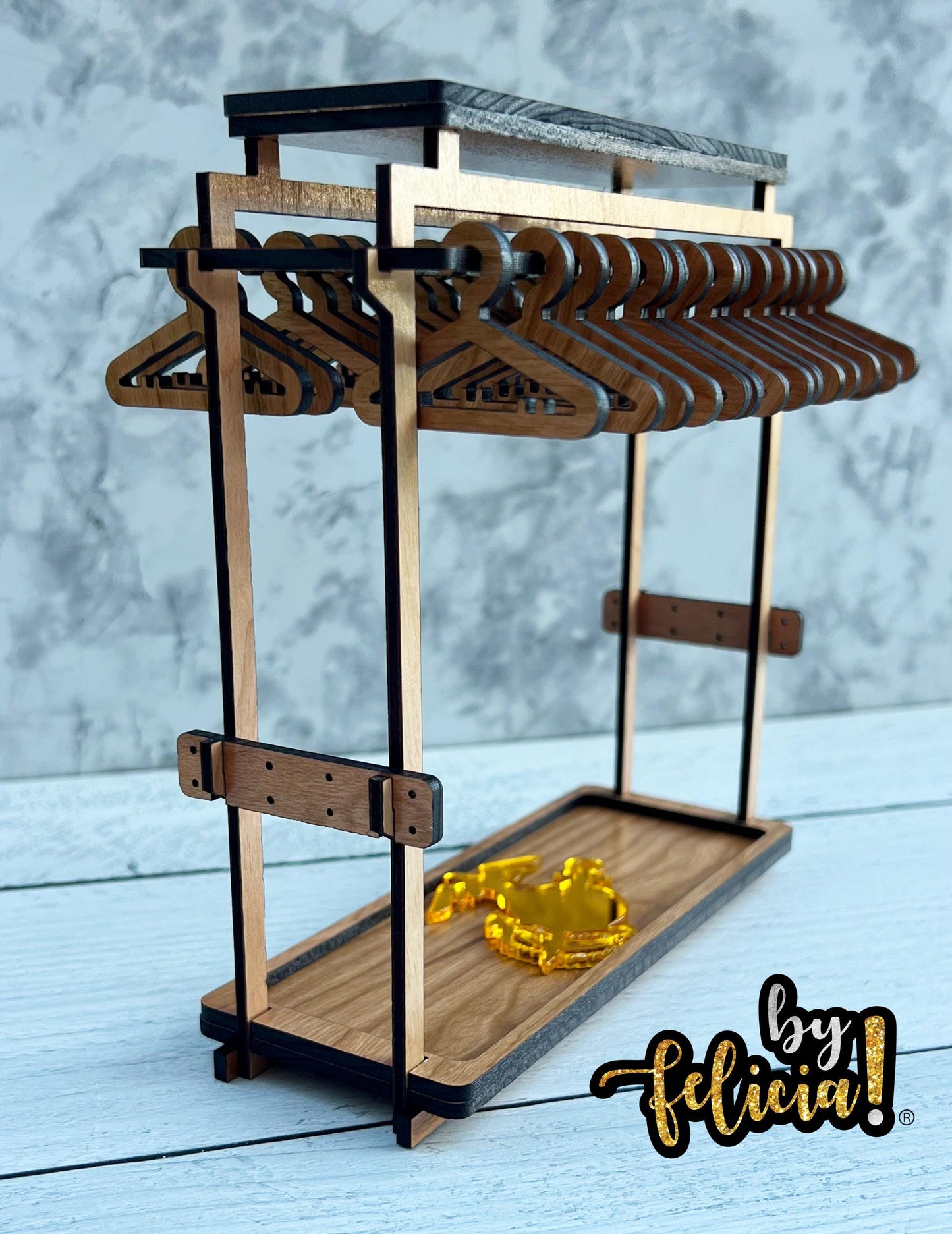 Personalized Marine Earring Coat Hanger Rack: Red Oak or Acrylic