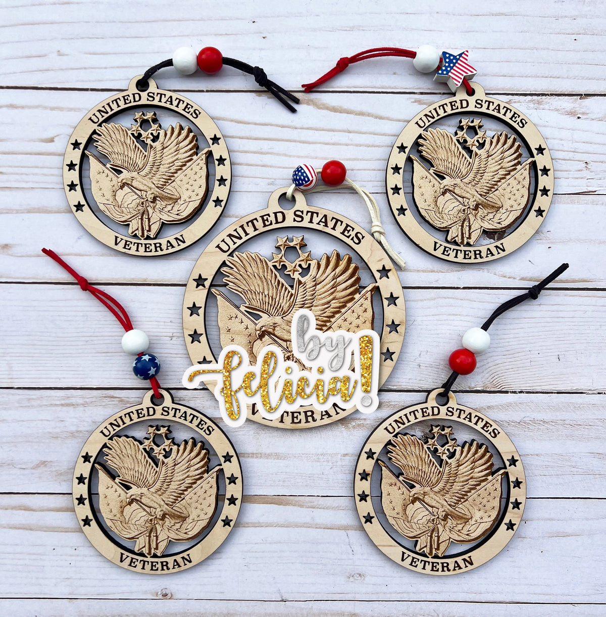 Laser Engraved United States Veteran Ornament: Patriotic Christmas Decor
