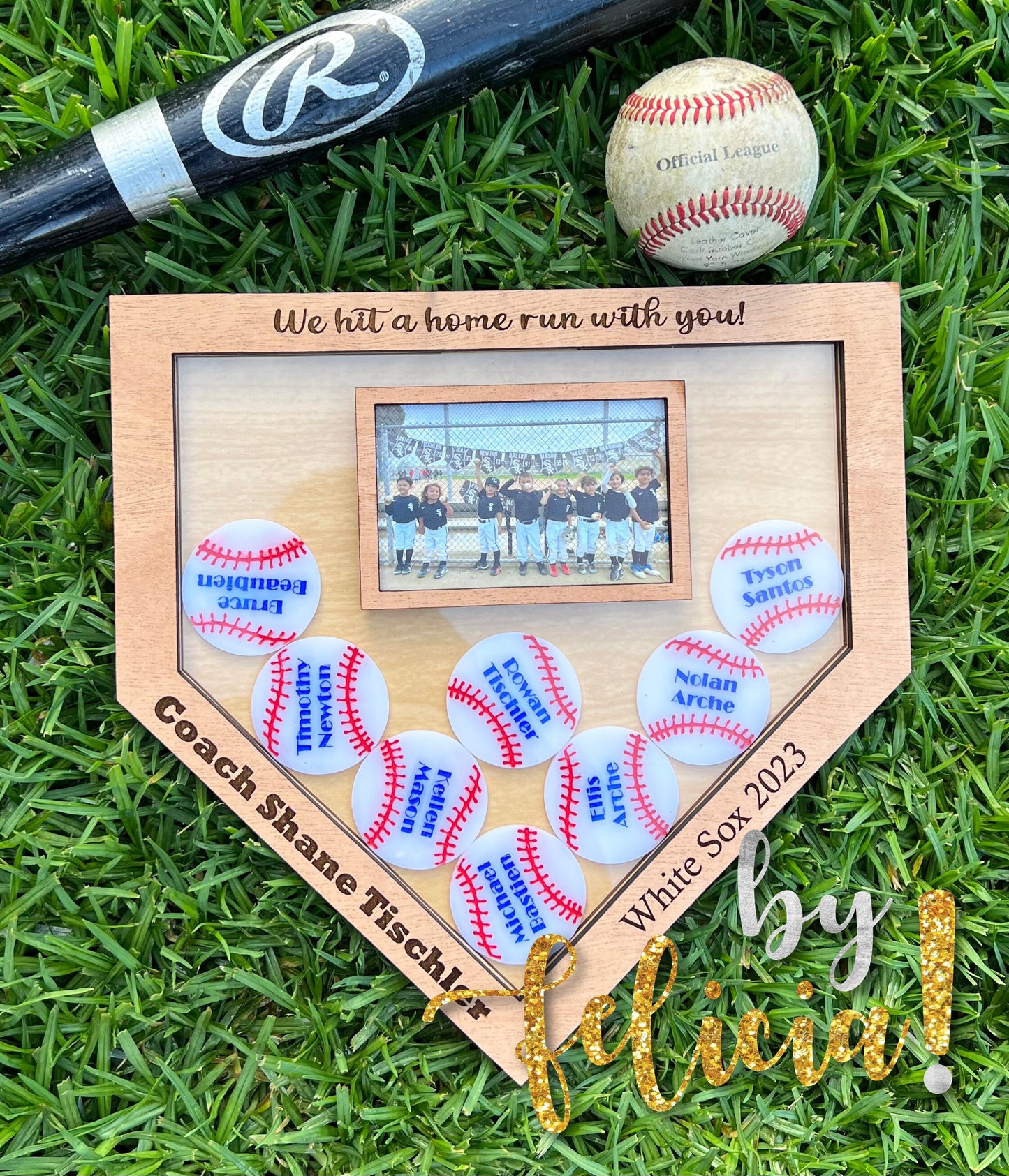 Personalized Baseball Coach Gift: Home Plate Team Photo Frame