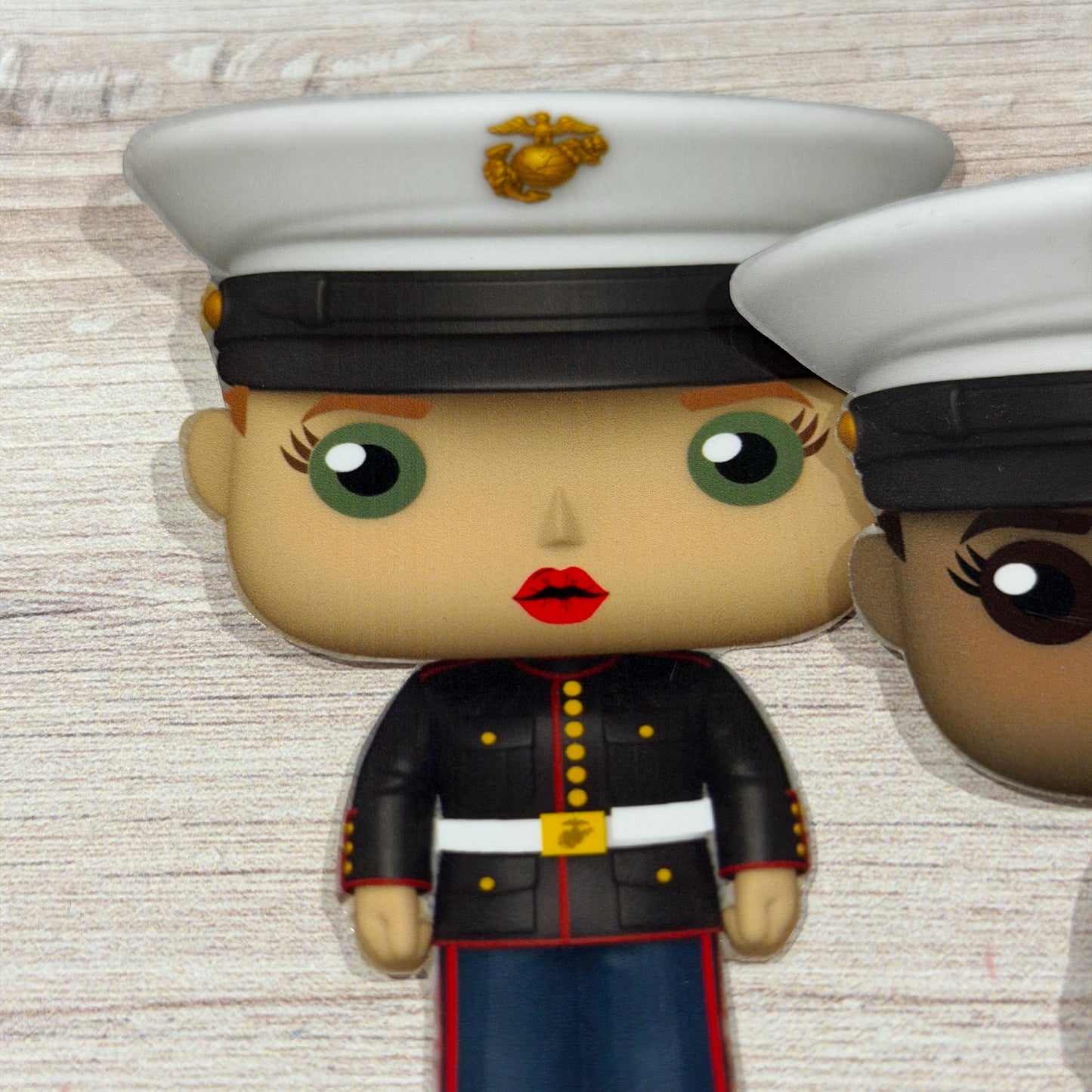 Female Marine Dress Blues Vinyl Sticker: USMC Veteran Decal