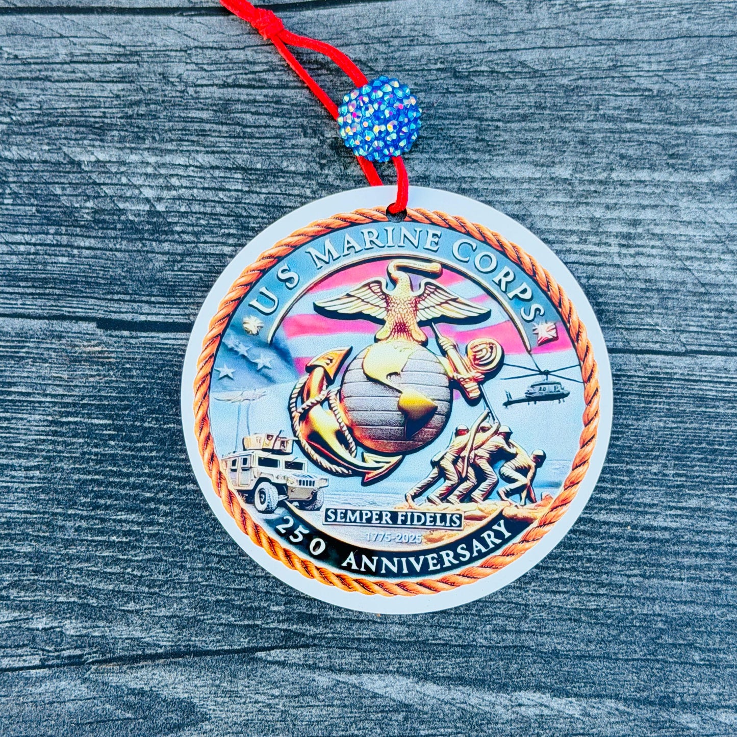250th Anniversary ornament, 250th Marine Corps ornament, USMC Ornament, Marine Corps Gifts, USMC Gifts, Military Ornament, USMC Lic #286-23