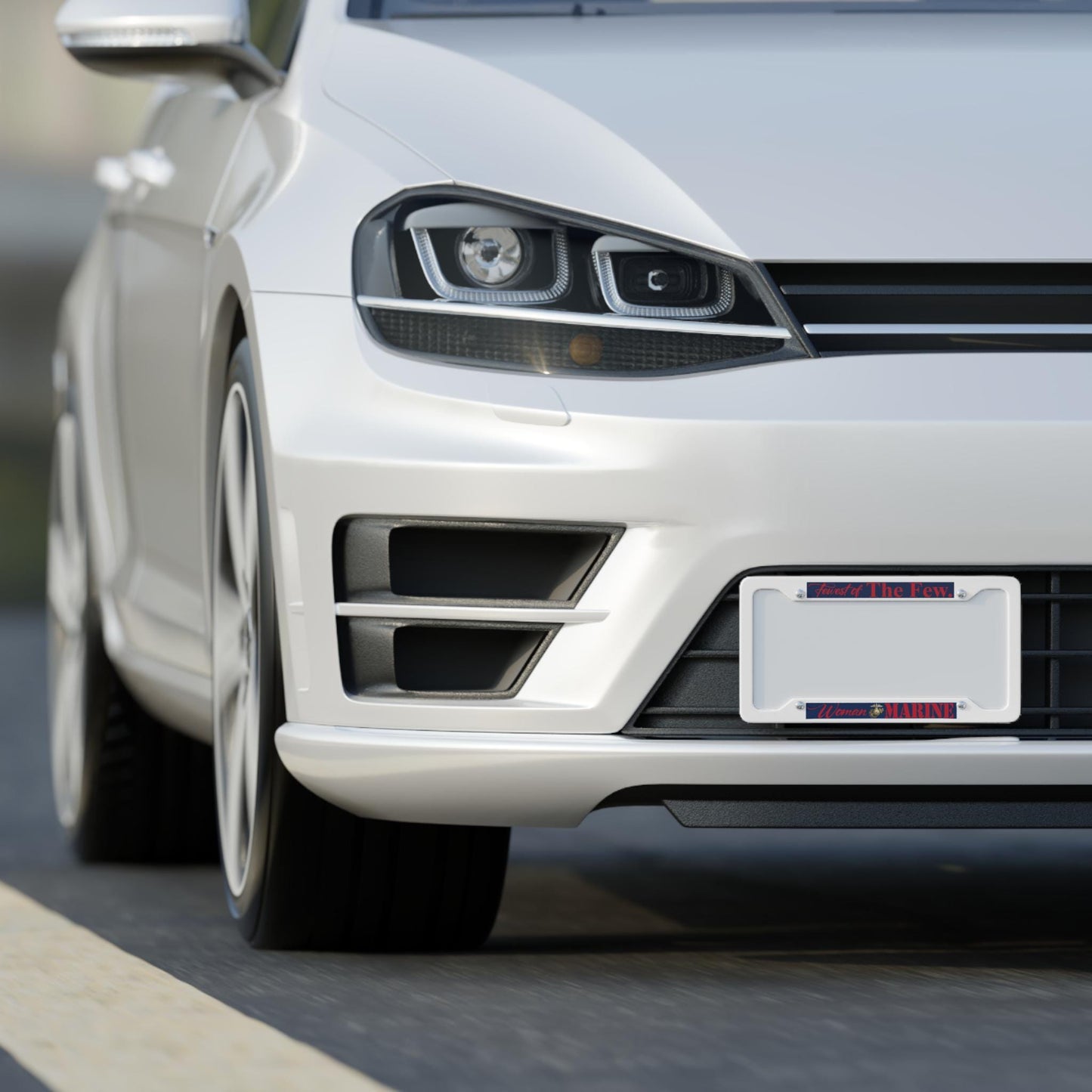 Fewest of The Few Marine License Plate Frame | Woman Marine emblem
