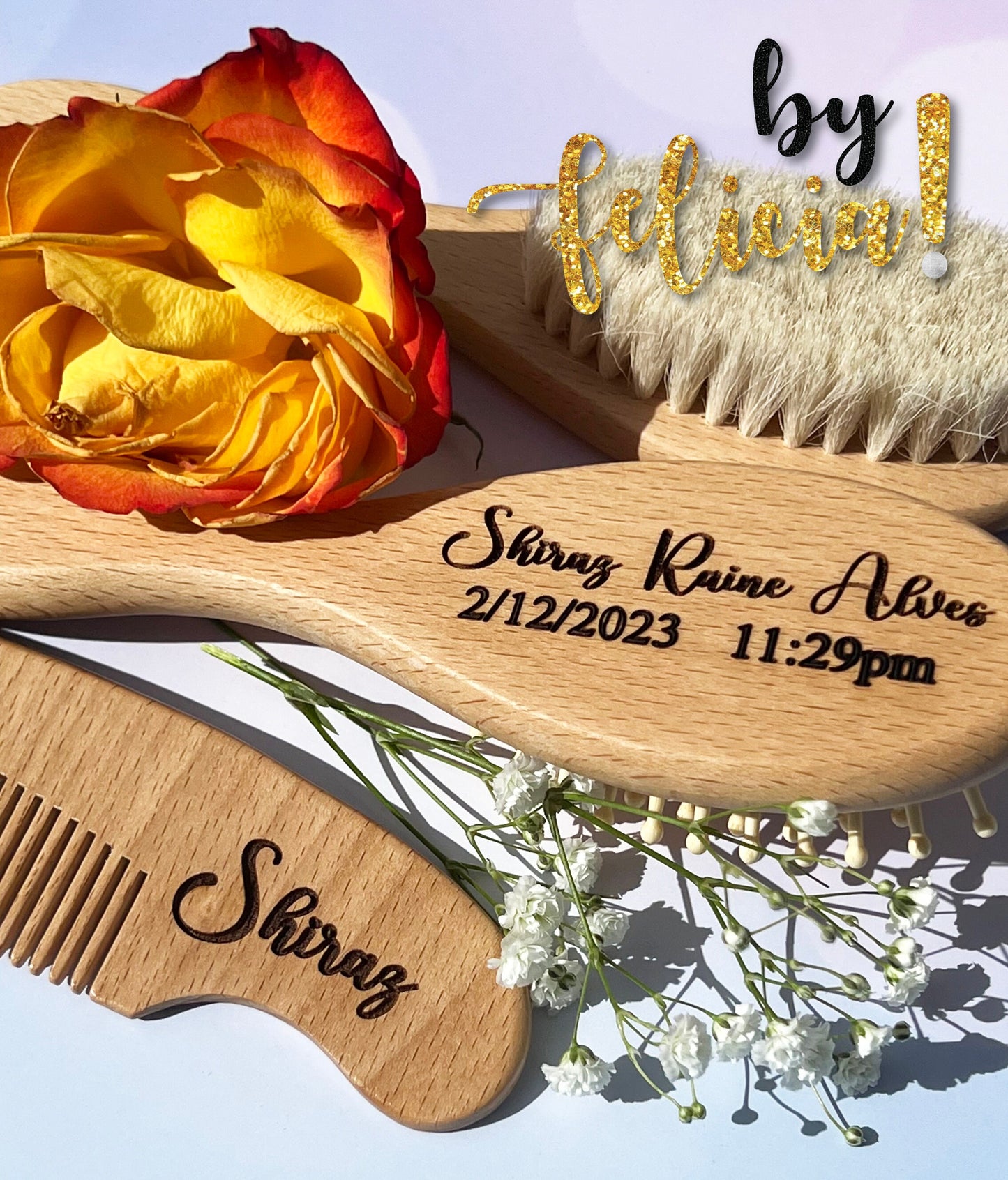 Baby Gift set, Baby gift personalized, Baby shower gift, Custom baby gifts, Newborn Gift set, Wooden baby brush, Personalized brush baby