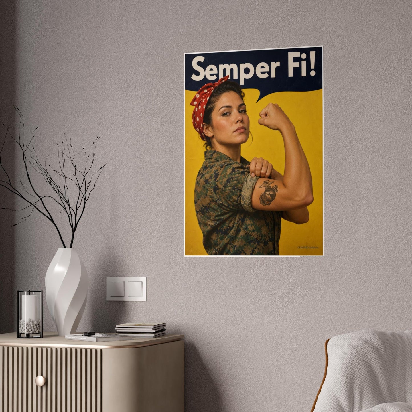Female Marine Semper Fi Poster, No High and Tight But Ready to Fight Poster, Female Marine Wall Art