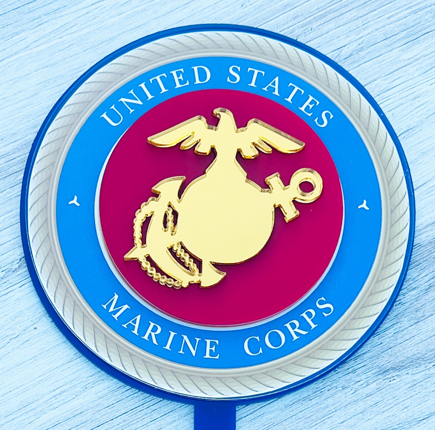 Acrylic Marine Corps Cake Topper: USMC Birthday Party Decor, USMC License #286-23