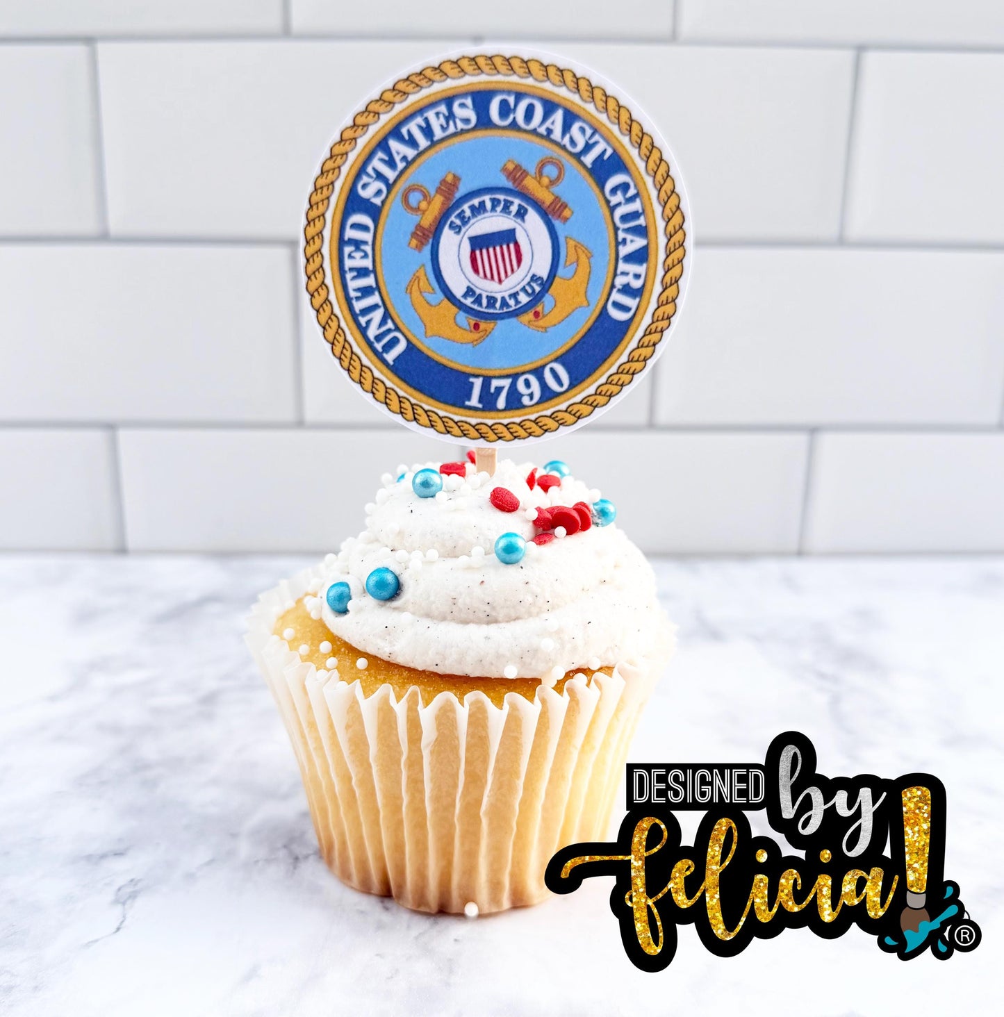 Coast Guard cupcake toppers, Coast guard cupcake ideas, Coast Guard cake topper, Coast Guard party decorations,  Coast Guard party supplies