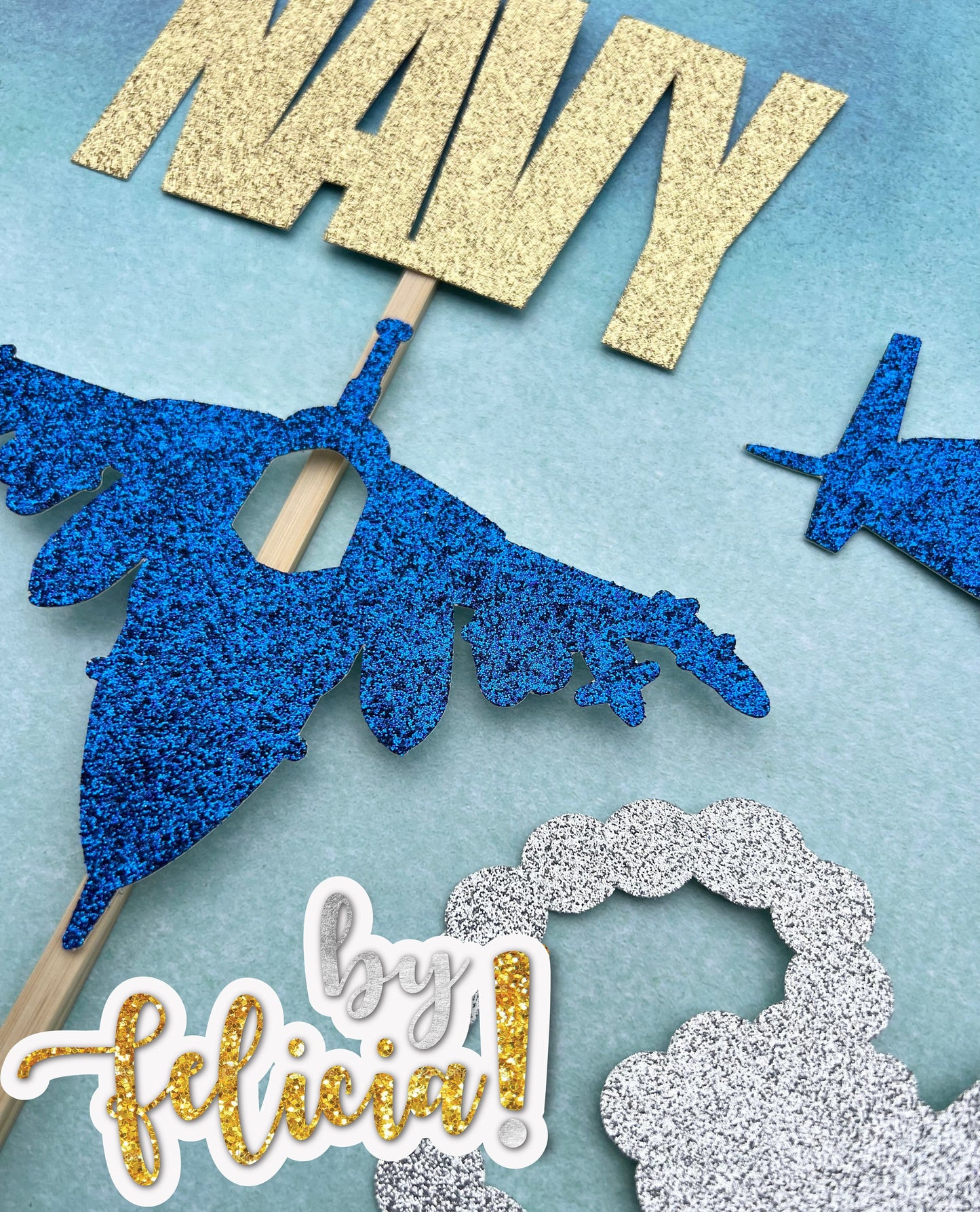 Navy Graduation Centerpiece Sticks: Glittery Party Decorations