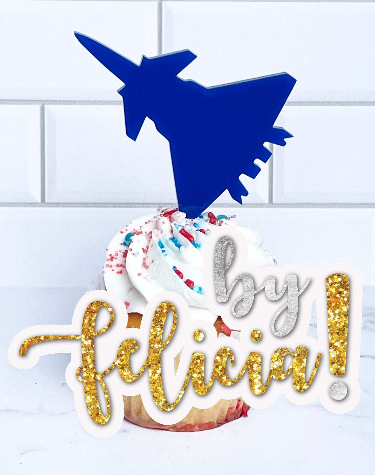 Air Force Cupcake Toppers: Acrylic USAF Party Decorations