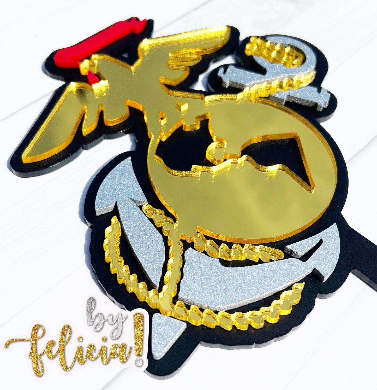 Marine Corps Cake Topper: Acrylic USMC Party Decoration