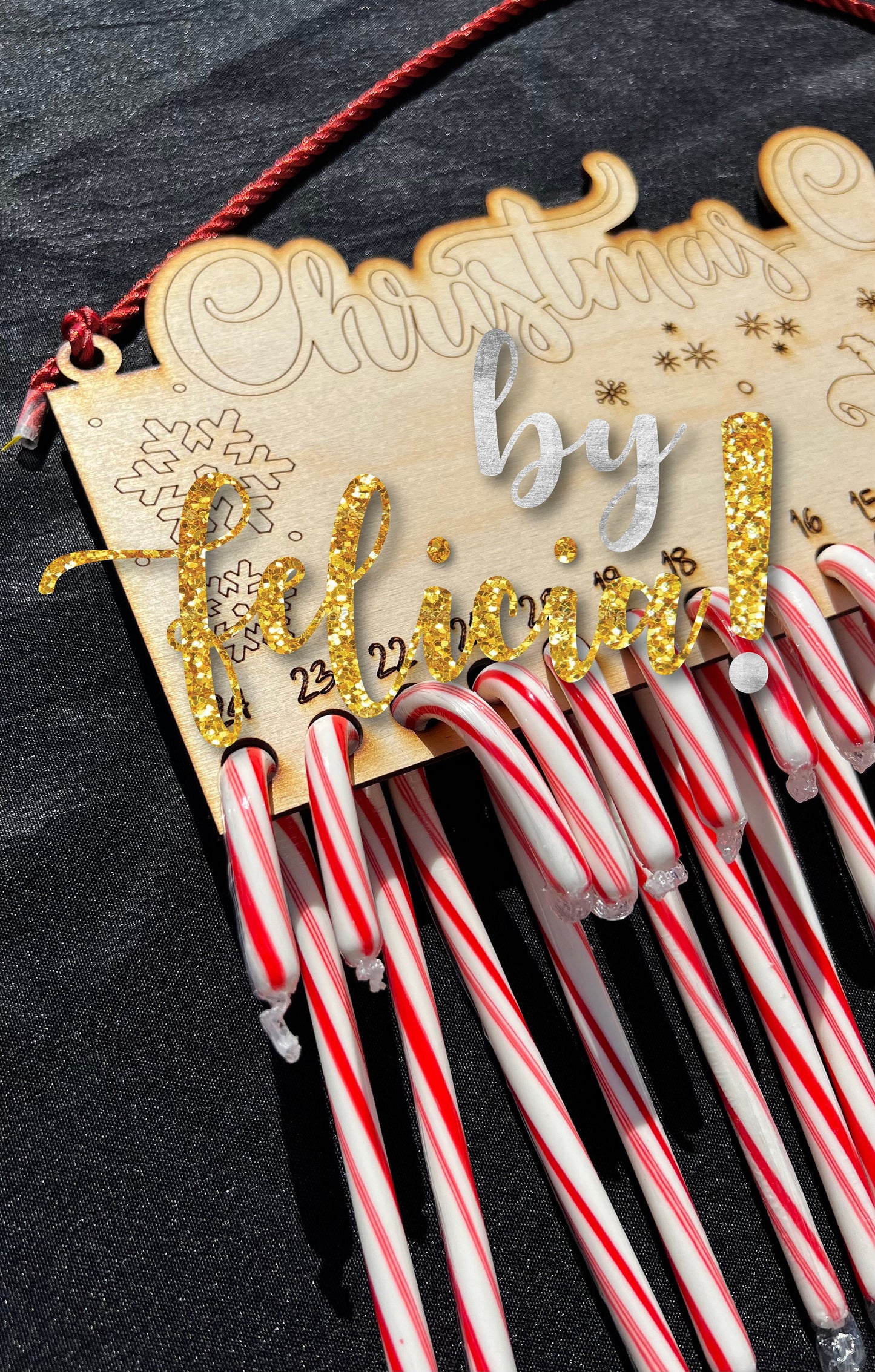 Personalized Candy Cane Christmas Countdown: Laser Engraved Advent Calendar