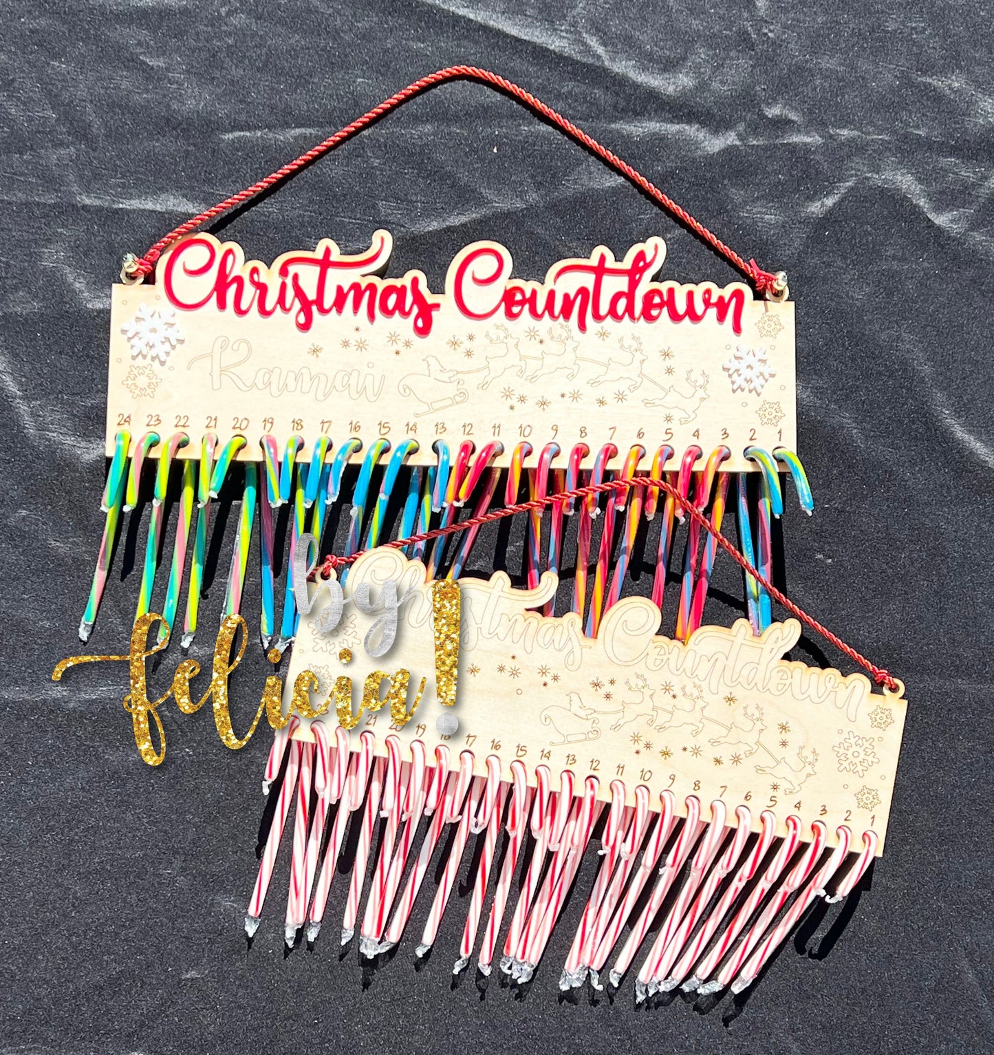 Personalized Candy Cane Christmas Countdown: Laser Engraved Advent Calendar