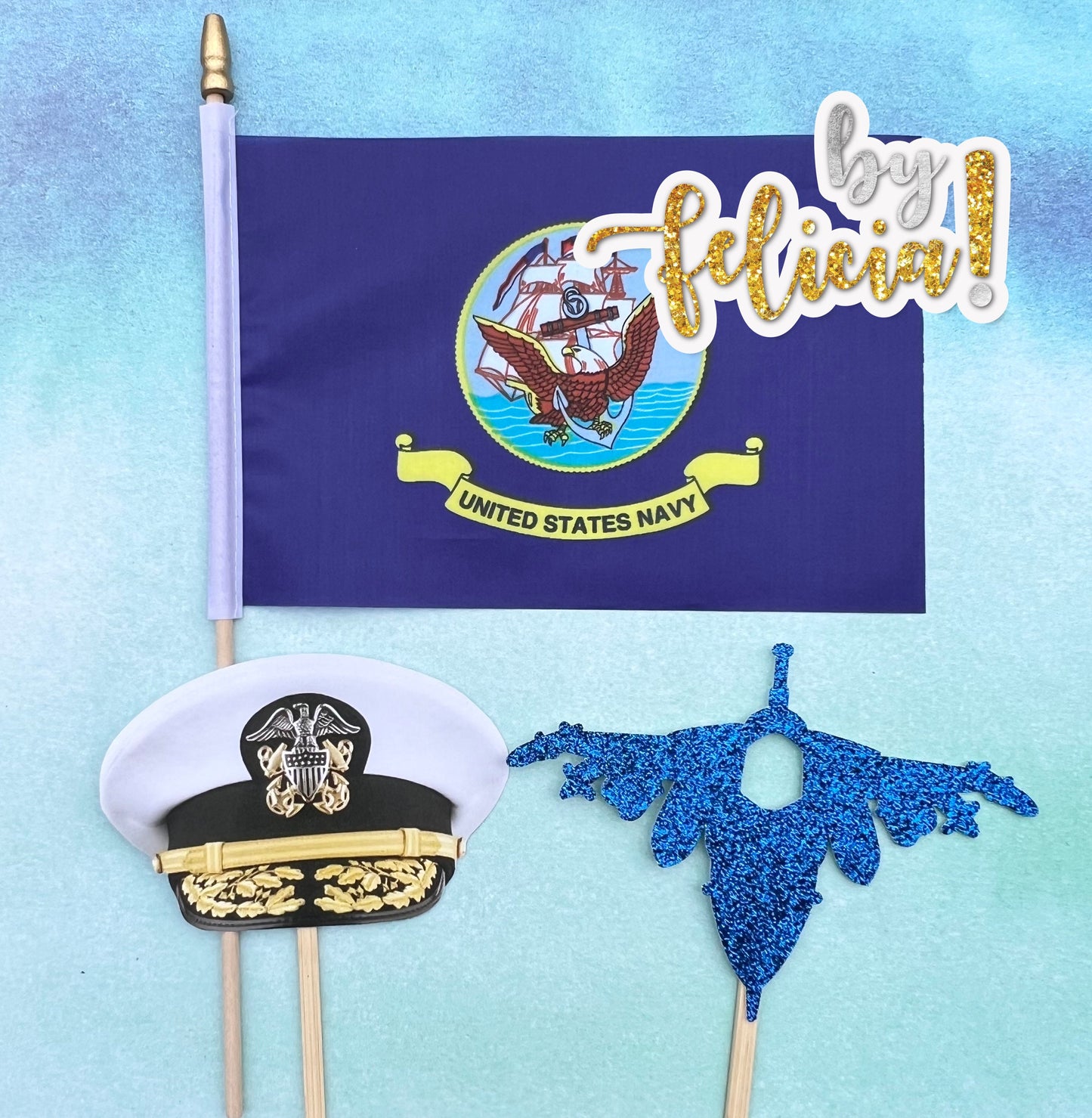 Navy Graduation Centerpiece Sticks: Glittery Party Decorations