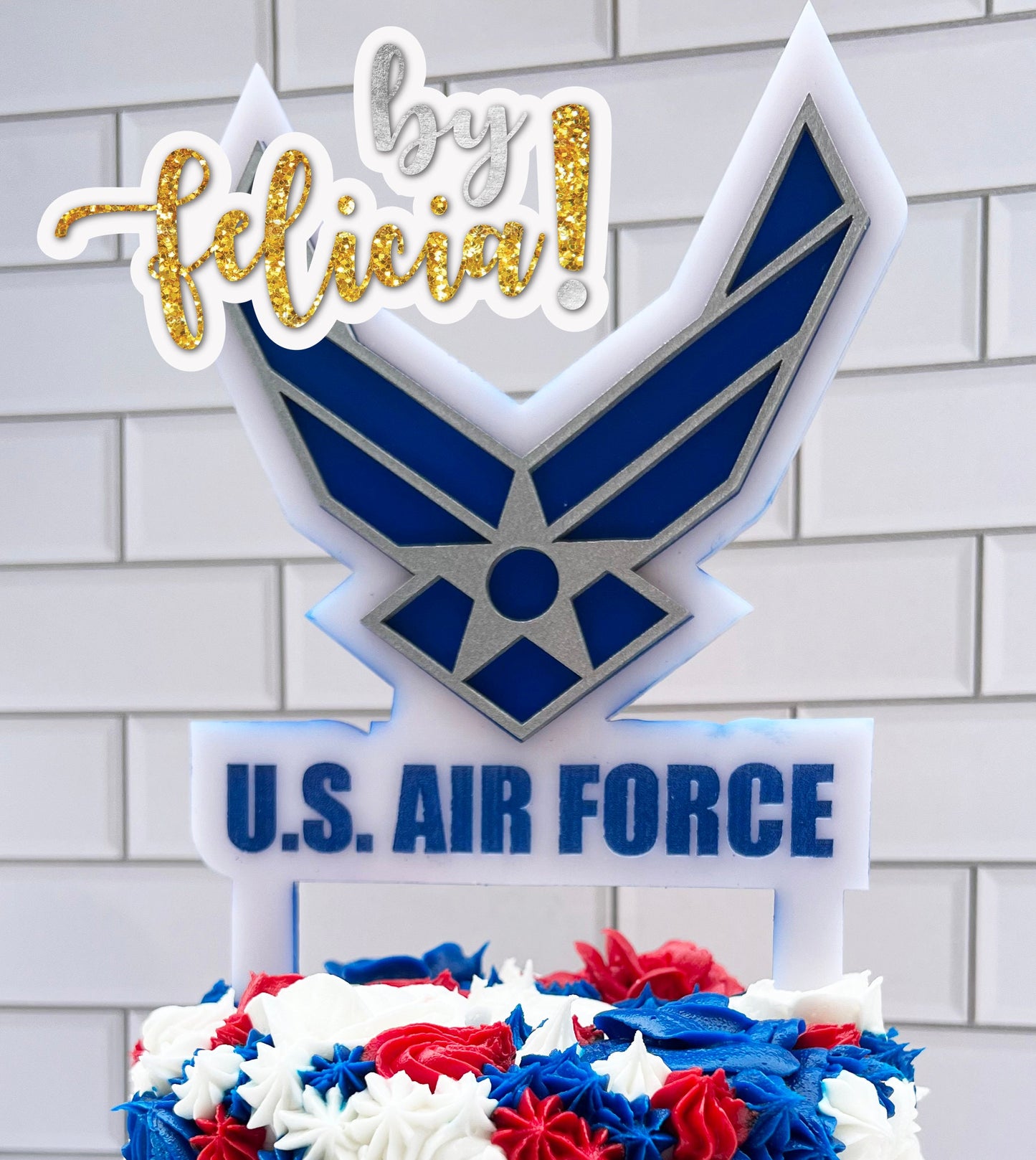 Air Force Acrylic Cake Topper: Graduation, Party Decoration