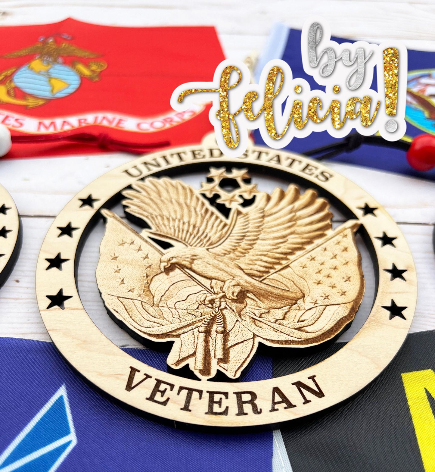 Laser Engraved United States Veteran Ornament: Patriotic Christmas Decor