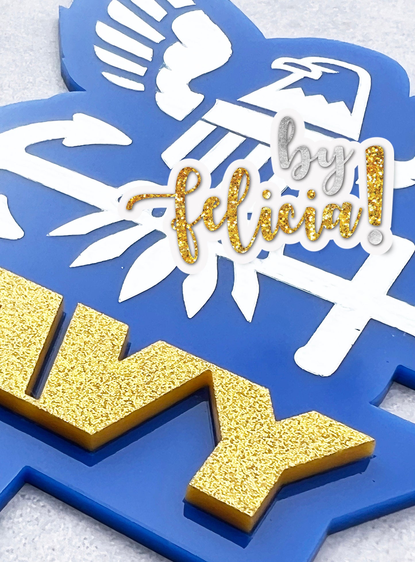 Navy Acrylic Cake Topper: USN Party Decoration (6" wide)
