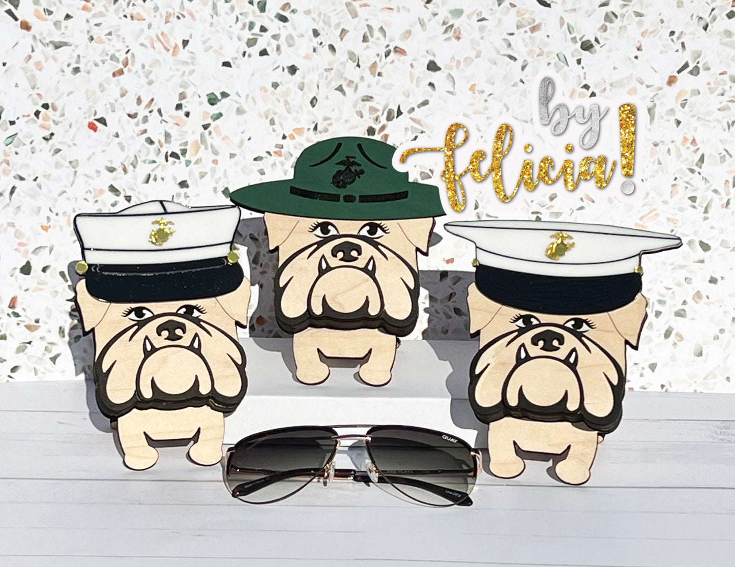 USMC Bulldog Eyeglass Holder: Marine Retirement Gift USMC License #21175