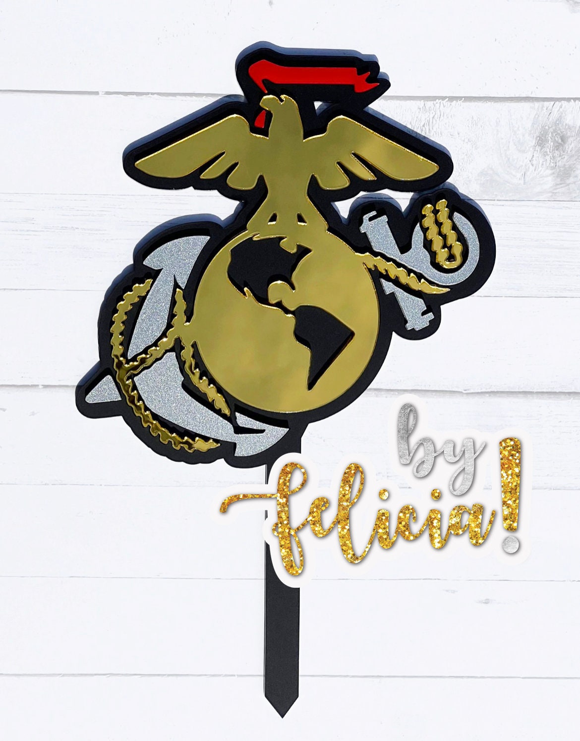 Marine Corps Cake Topper: Acrylic USMC Party Decoration
