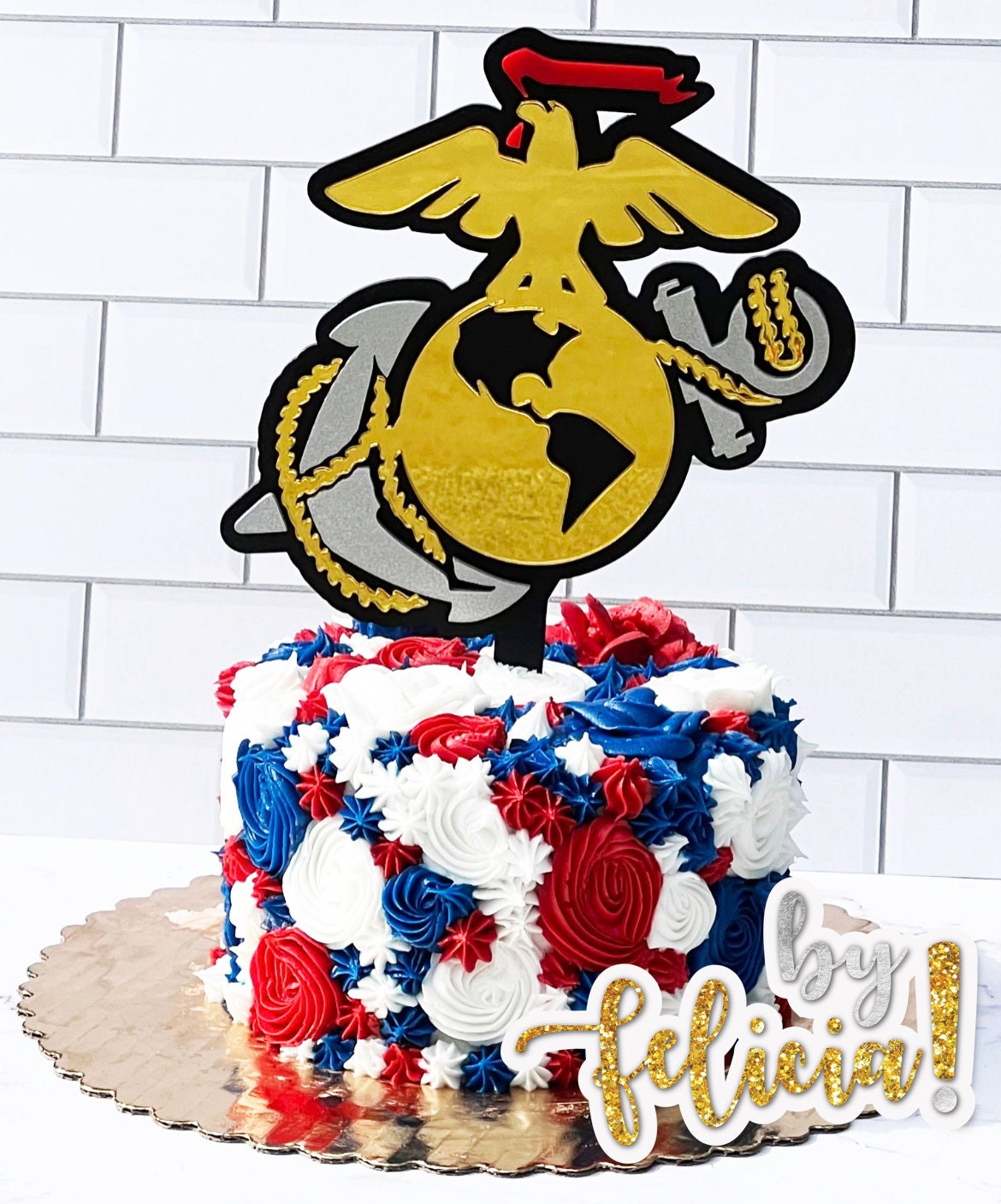 Marine Corps Cake Topper: Acrylic USMC Party Decoration