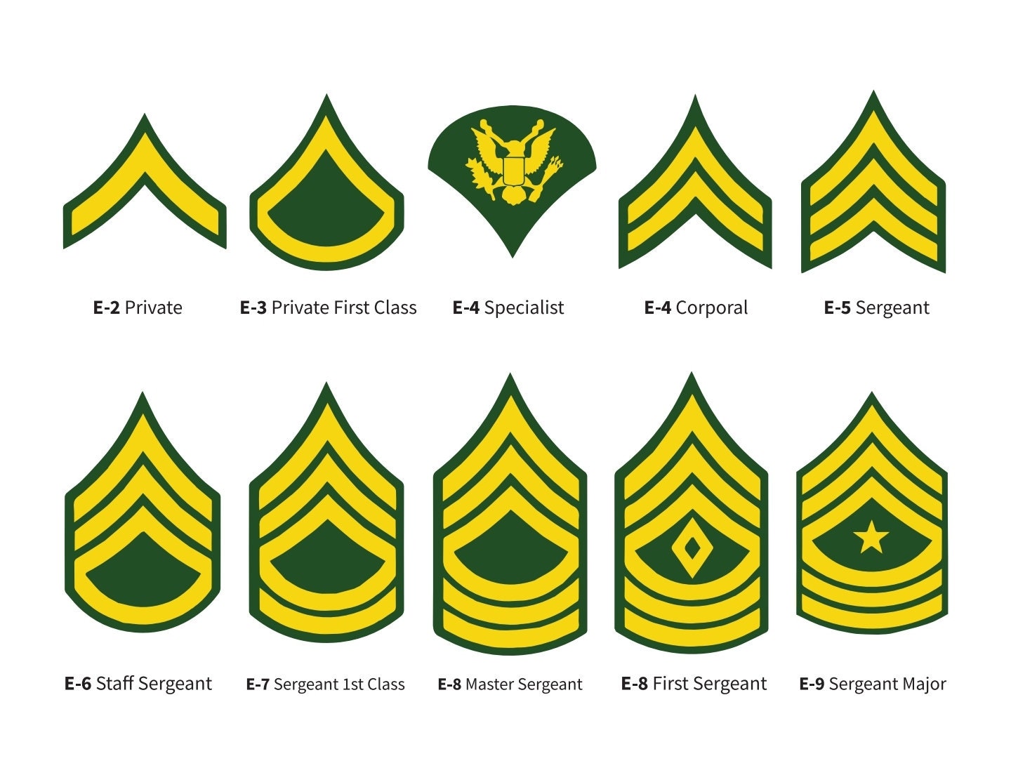 Army Enlisted Rank Insignia SVG Bundle (Instant Download)