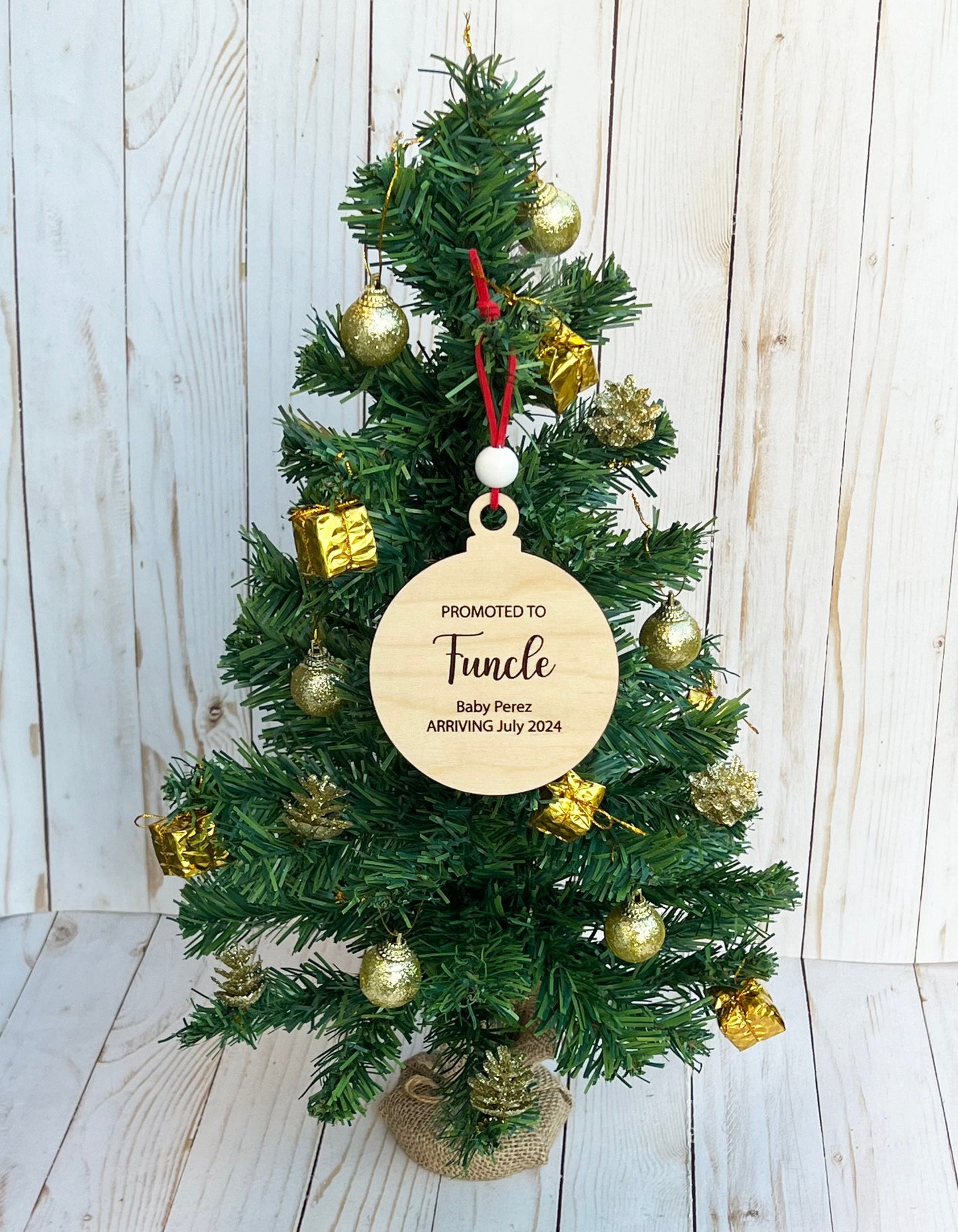 Personalized Pregnancy Announcement Christmas Ornament • Customized Ornament • Promoted to Aunt • Promoted to Funcle • Christmas Baby