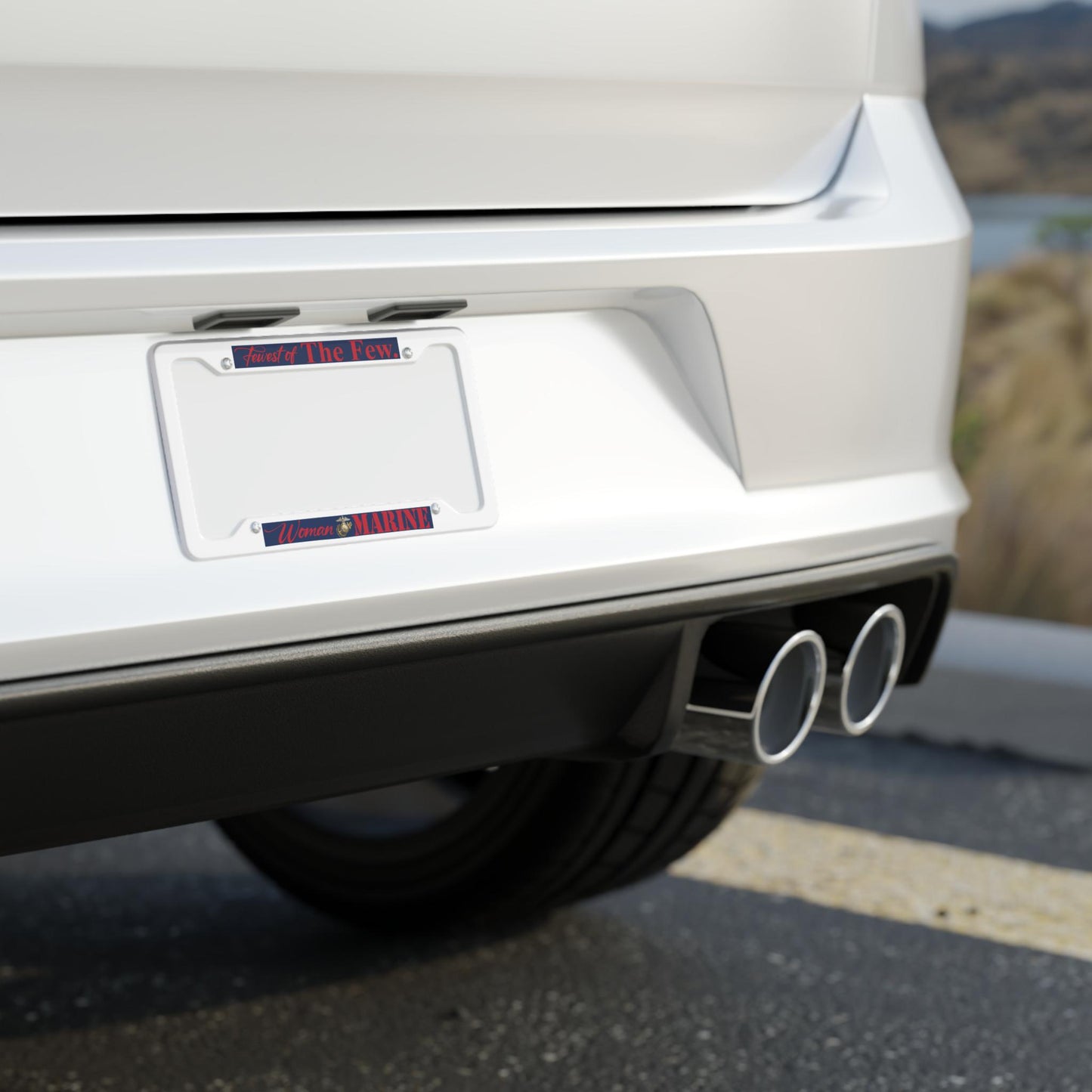 Fewest of The Few Marine License Plate Frame | Woman Marine emblem