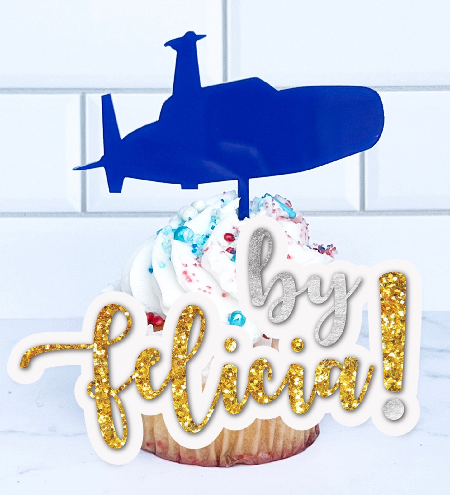 Acrylic Navy Cupcake Toppers: Fighter Jets, Dog Tags, Submarines