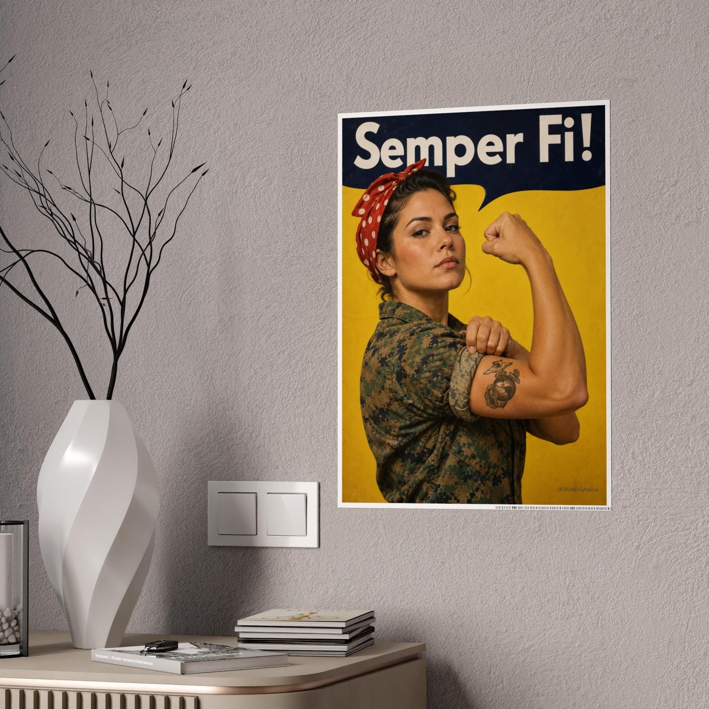 Female Marine Semper Fi Poster, No High and Tight But Ready to Fight Poster, Female Marine Wall Art
