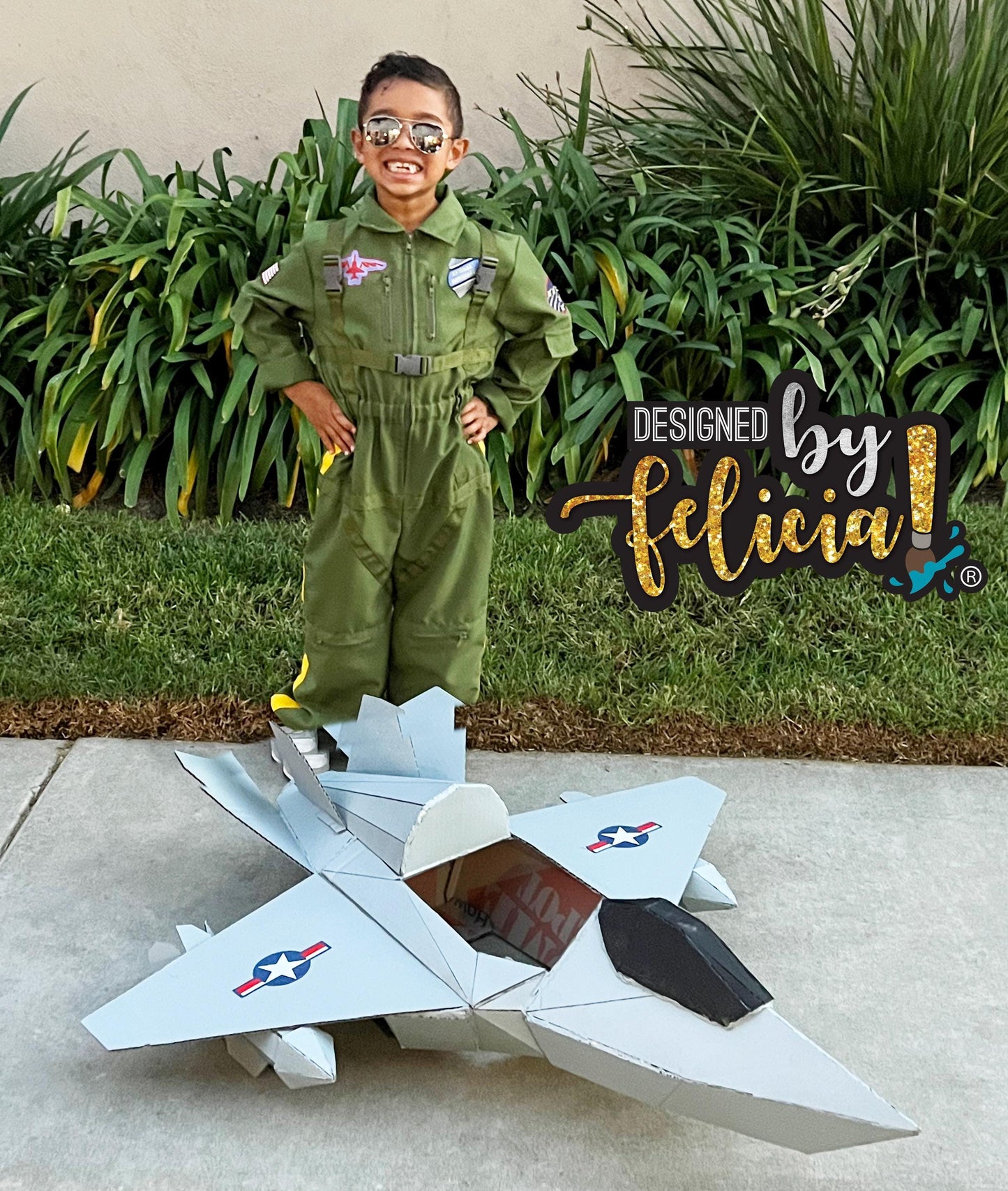 Top Gun Costume, Air Force Costume, Jet Fighter pilot, Cardboard costume patterns, Cardboard costume template, Kids fighter jet party supply