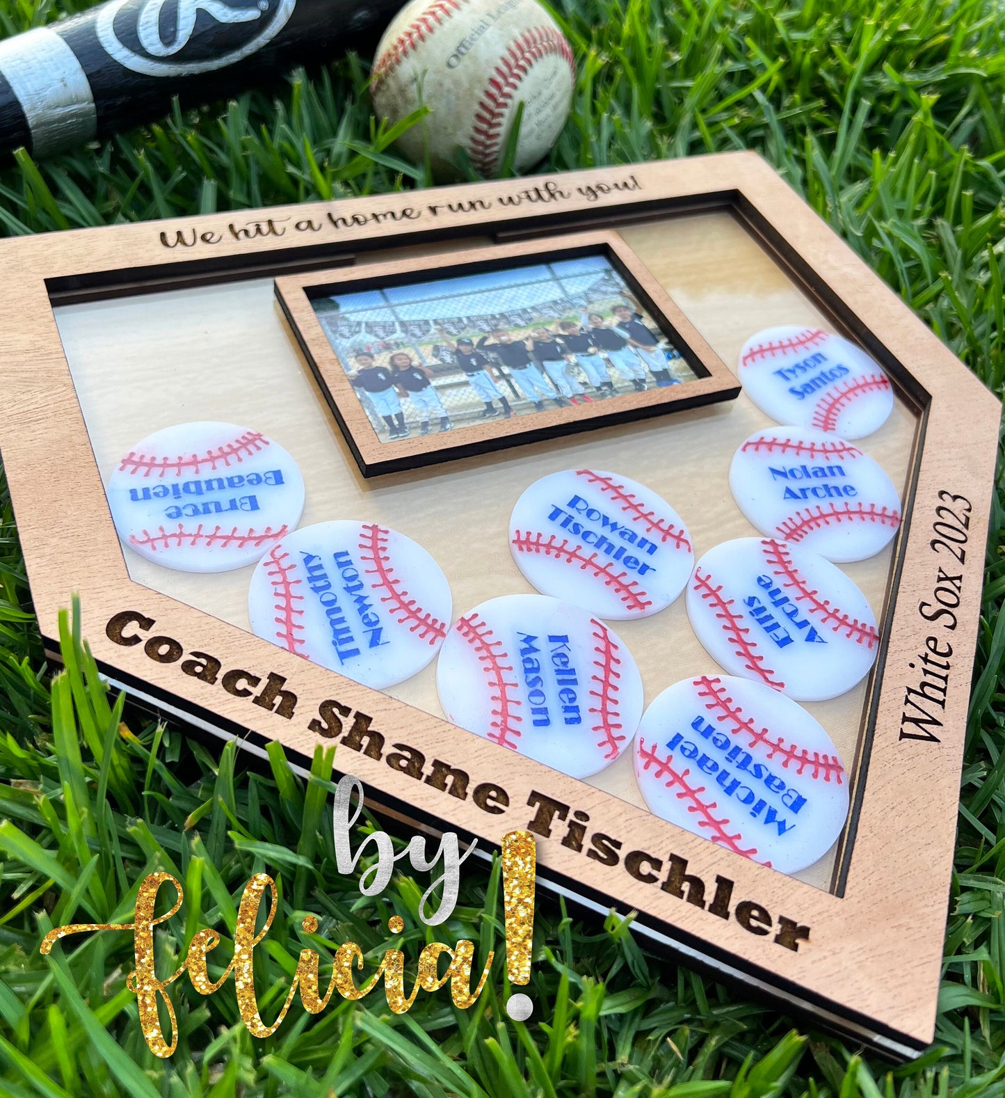 Personalized Baseball Coach Gift: Home Plate Team Photo Frame