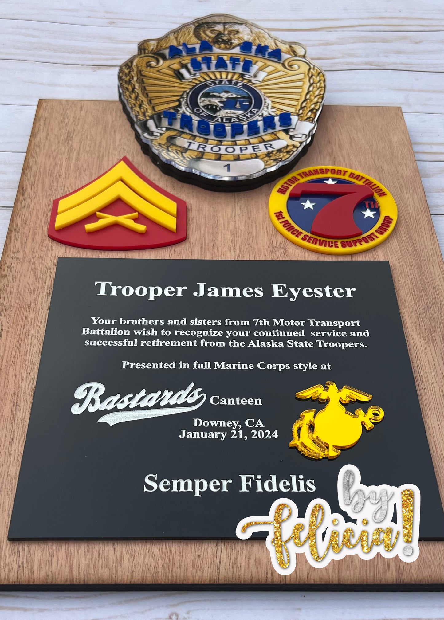 Marine corps plaques, Marine Corps retirement gift, marine corps gift, Police plaque, Police retirement, Marine retired, USMC License 286-23