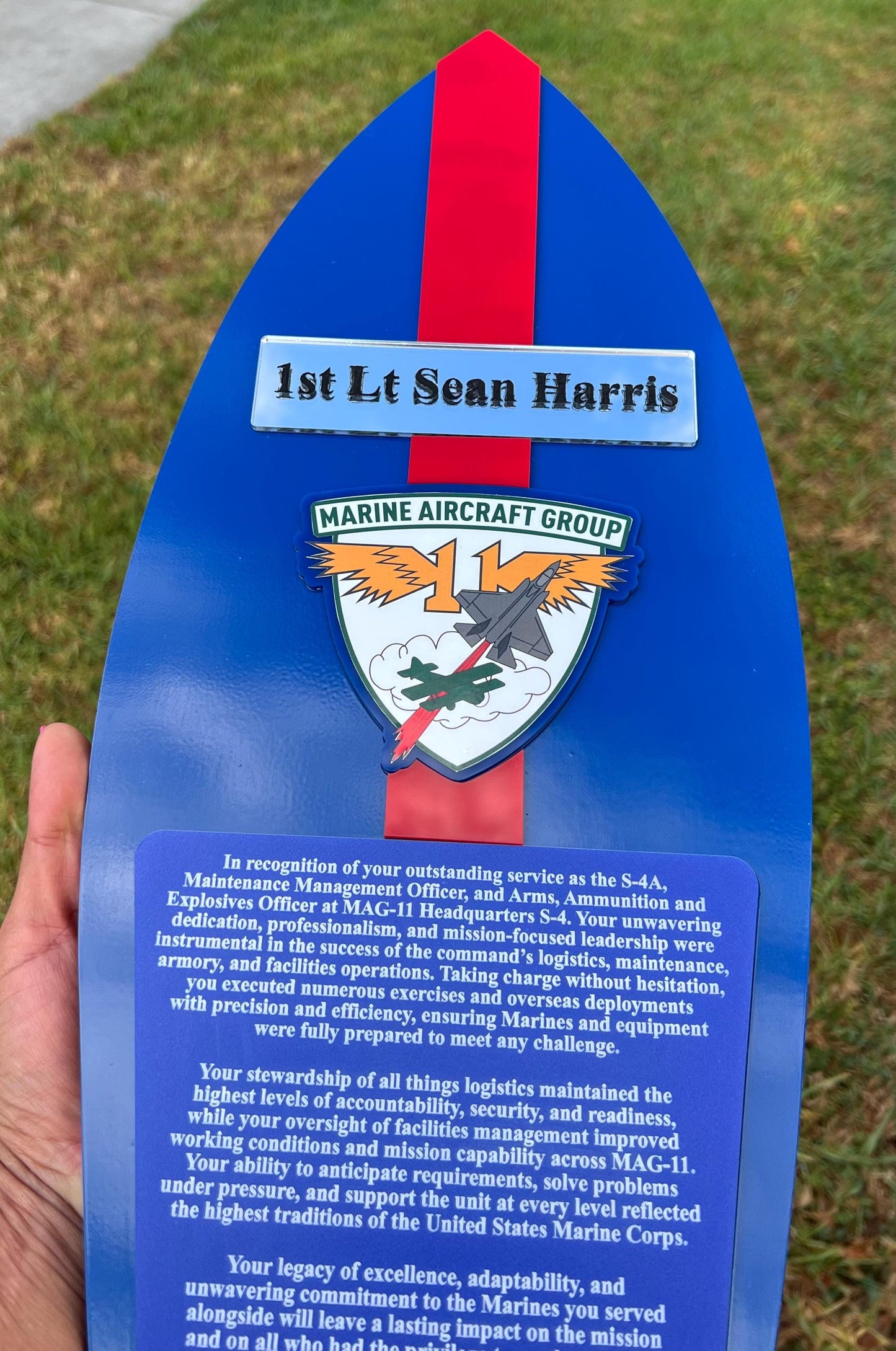 Handmade Marine Corps Plaque: USMC Retirement Gift